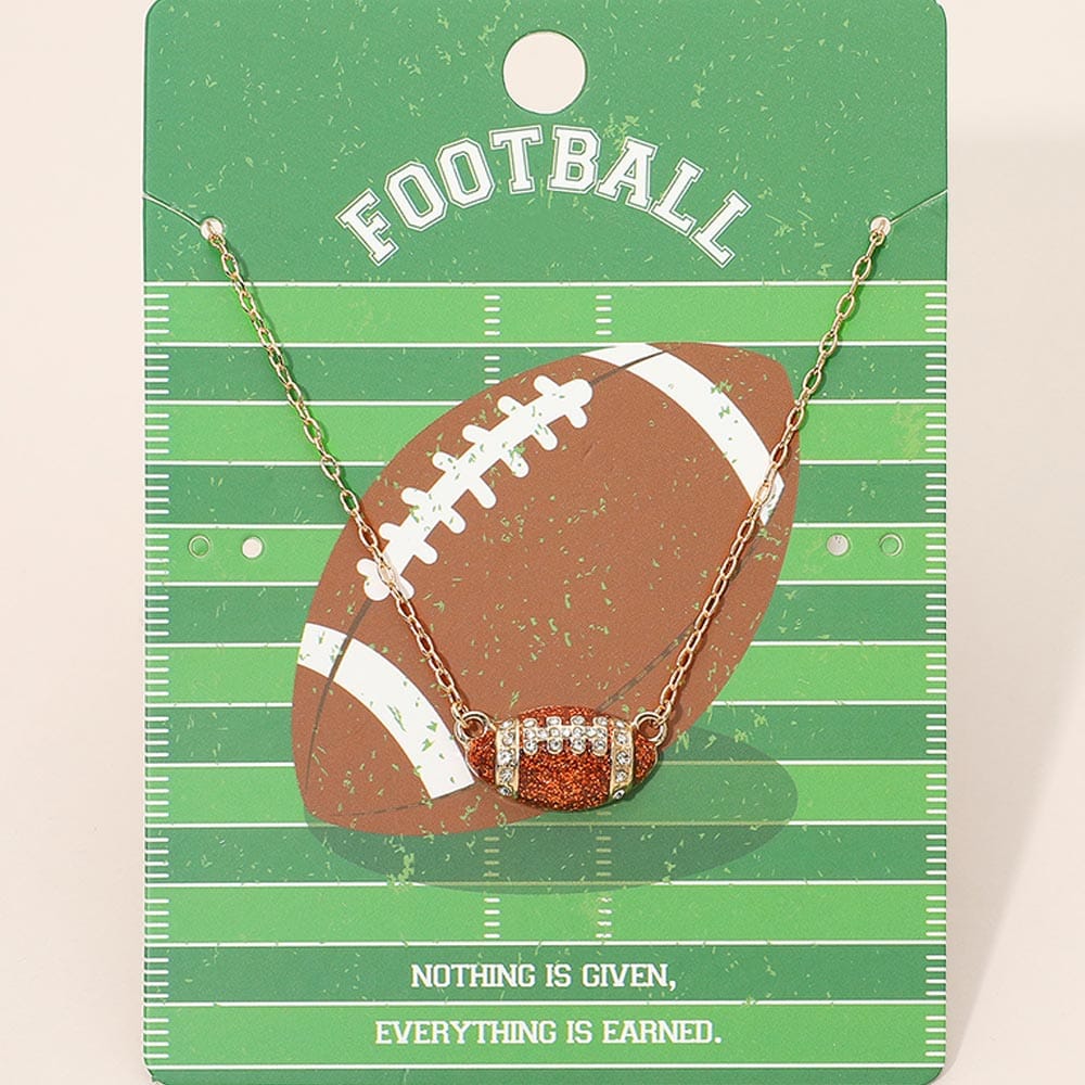 Football Rhinestone Accent Football Pendant Necklace