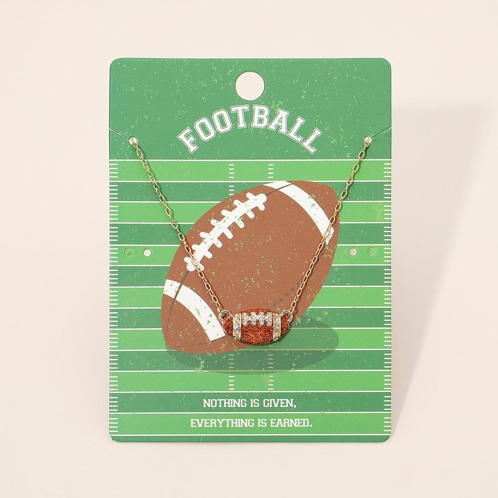 Football Rhinestone Accent Football Pendant Necklace