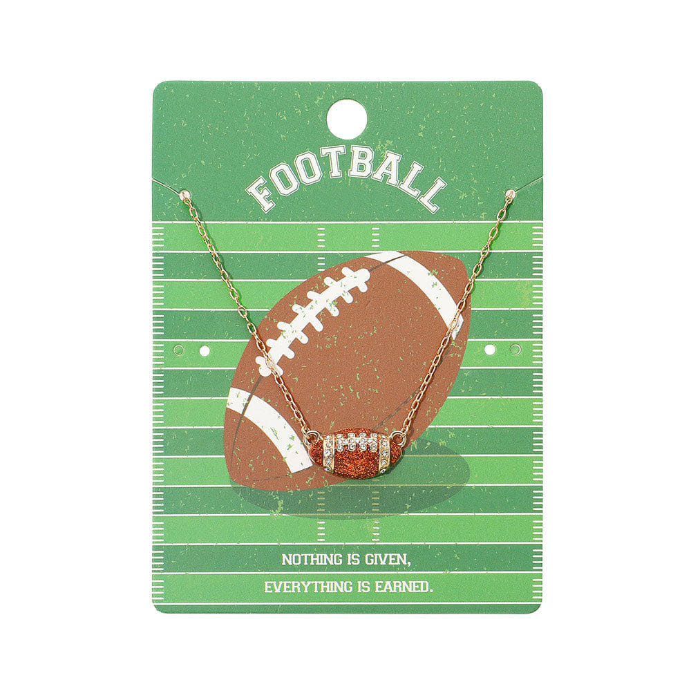 Football Rhinestone Accent Football Pendant Necklace