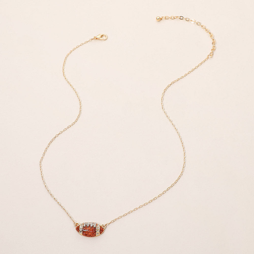 Football Rhinestone Accent Football Pendant Necklace