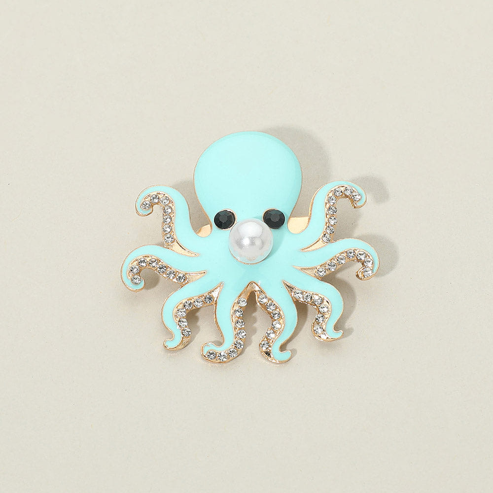 OCTOPUS 12PCS - Rhinestone Pearl Enamel Octopus Pin Brooches
