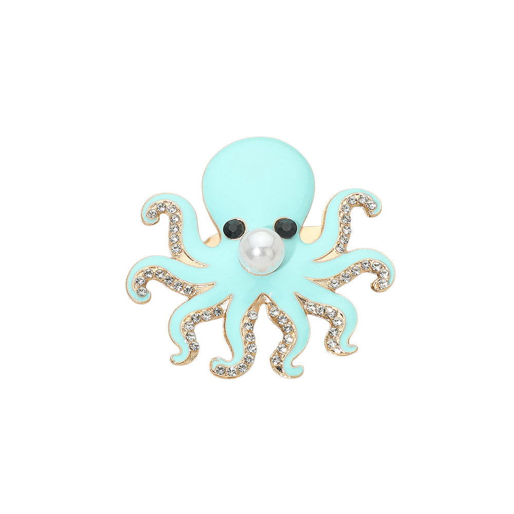 OCTOPUS 12PCS - Rhinestone Pearl Enamel Octopus Pin Brooches