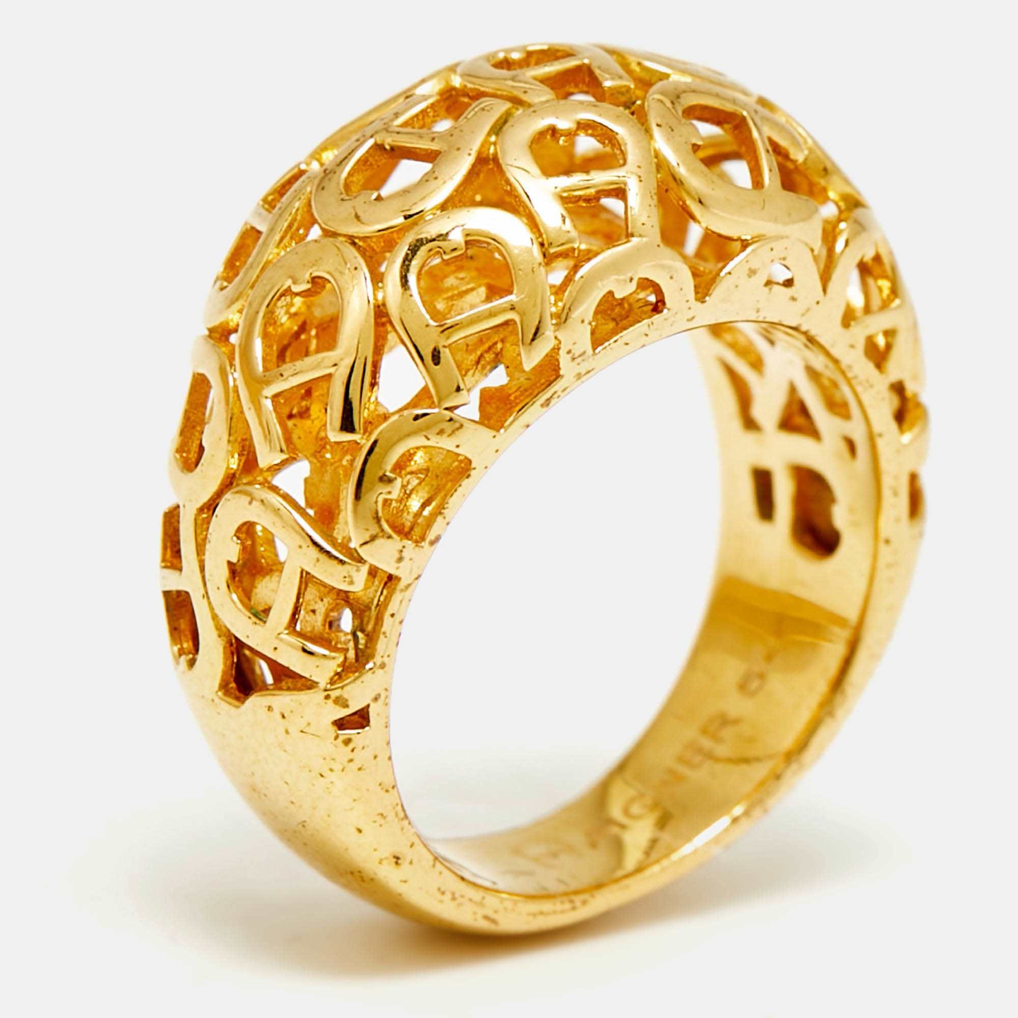 Aigner Logo Gold Tone Ring