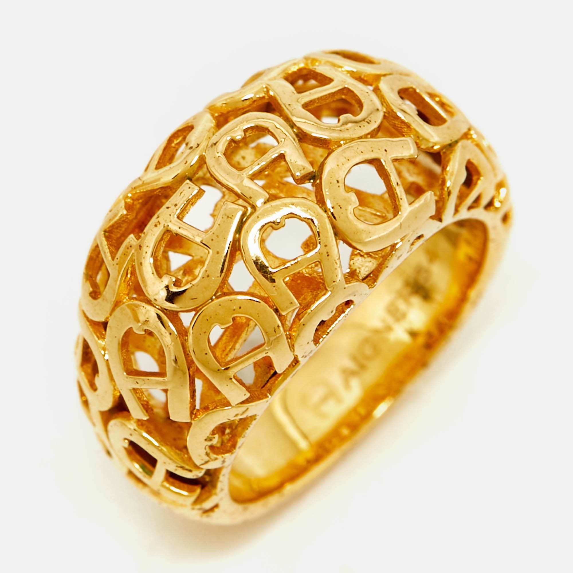 Aigner Logo Gold Tone Ring