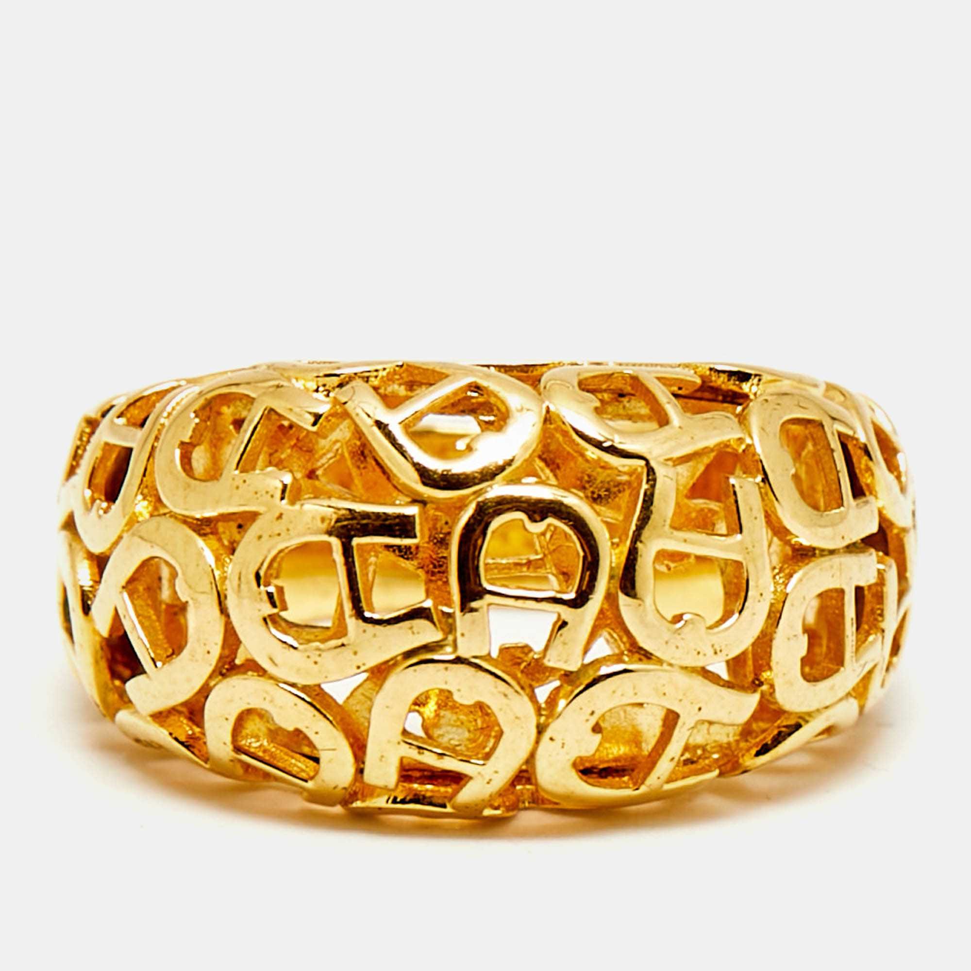 Aigner Logo Gold Tone Ring