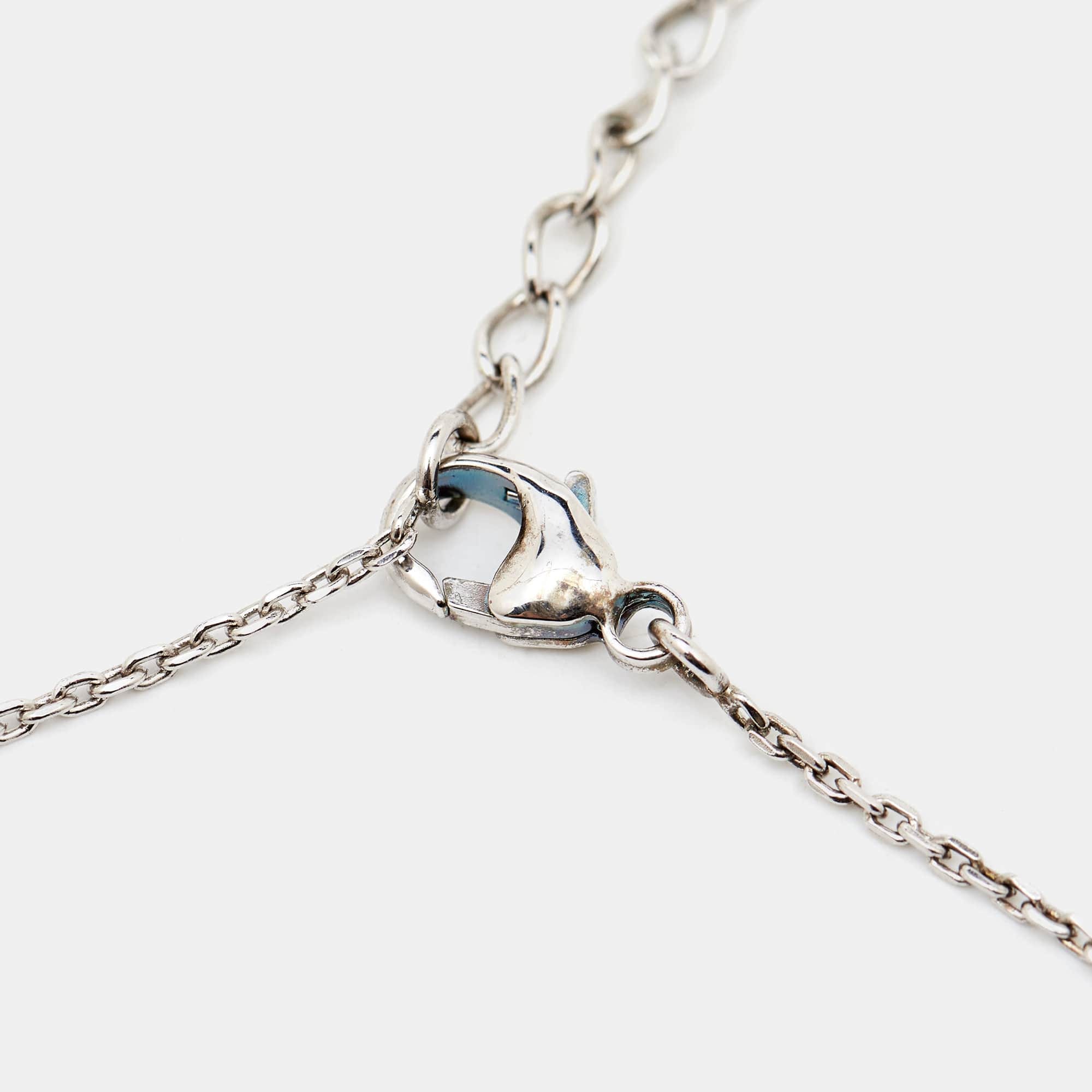 Aigner Logo Crystals Sterling Silver Pendant Necklace