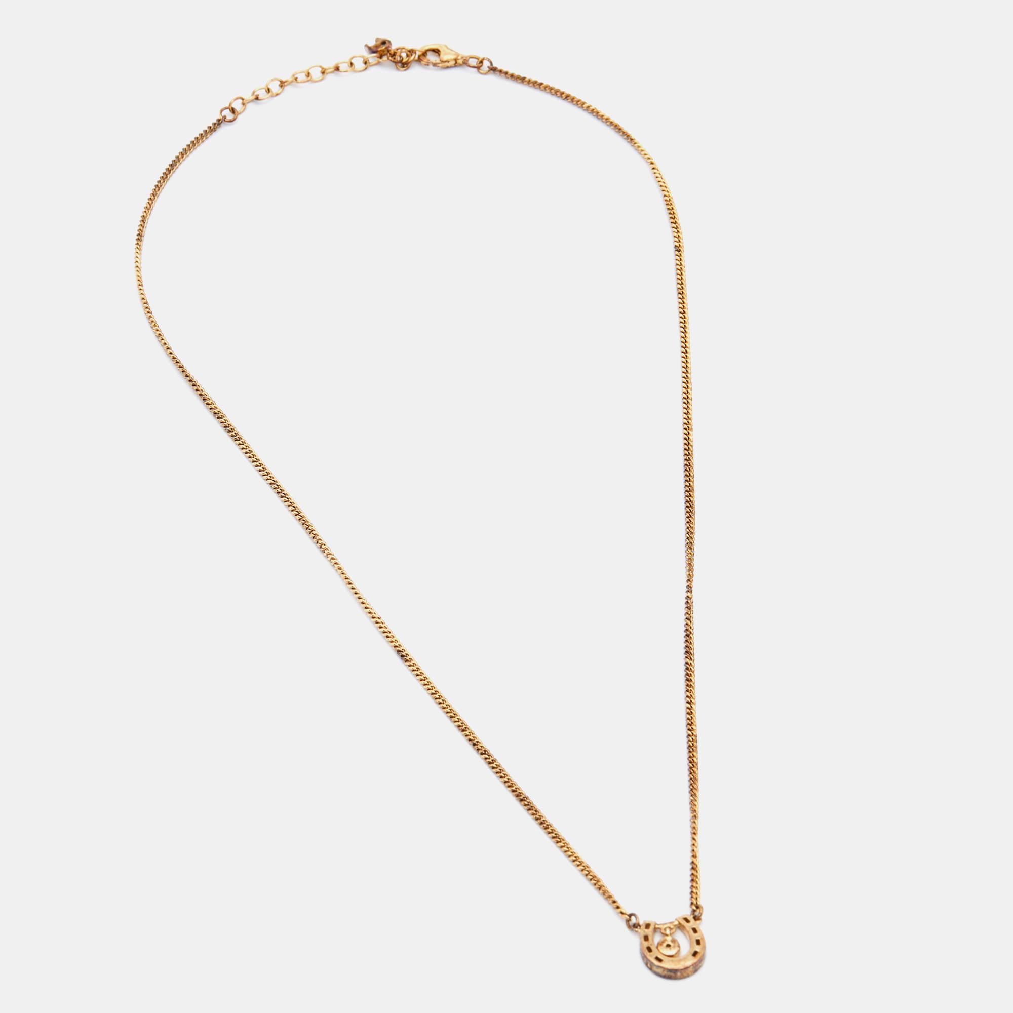 Aigner Gold Tone Sterling Silver Horseshoe Pendant Necklace