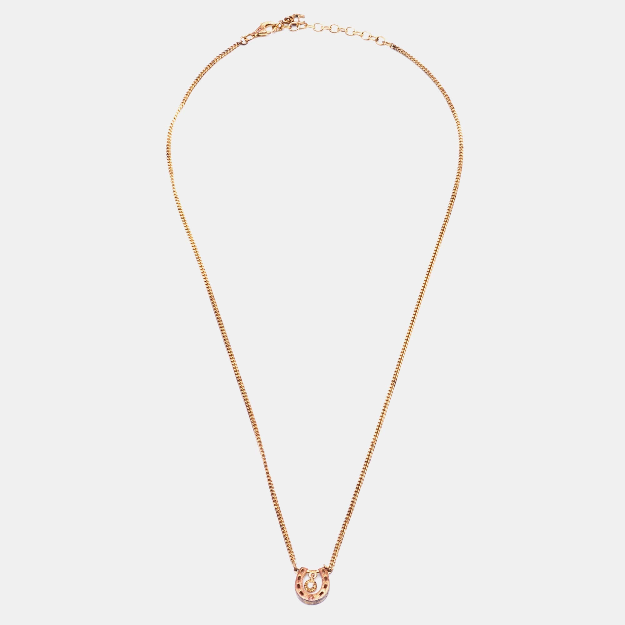 Aigner Gold Tone Sterling Silver Horseshoe Pendant Necklace
