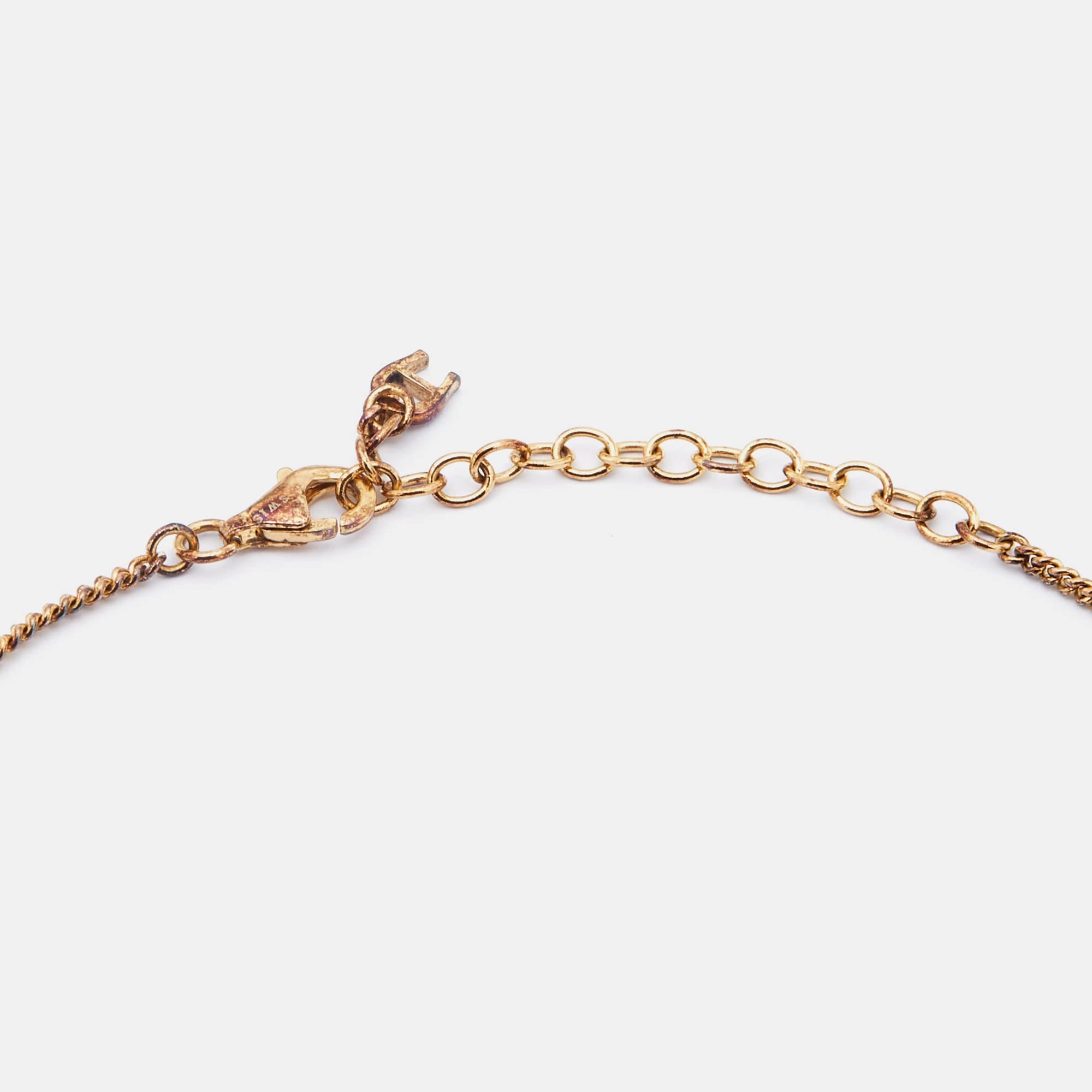 Aigner Gold Tone Sterling Silver Horseshoe Pendant Necklace