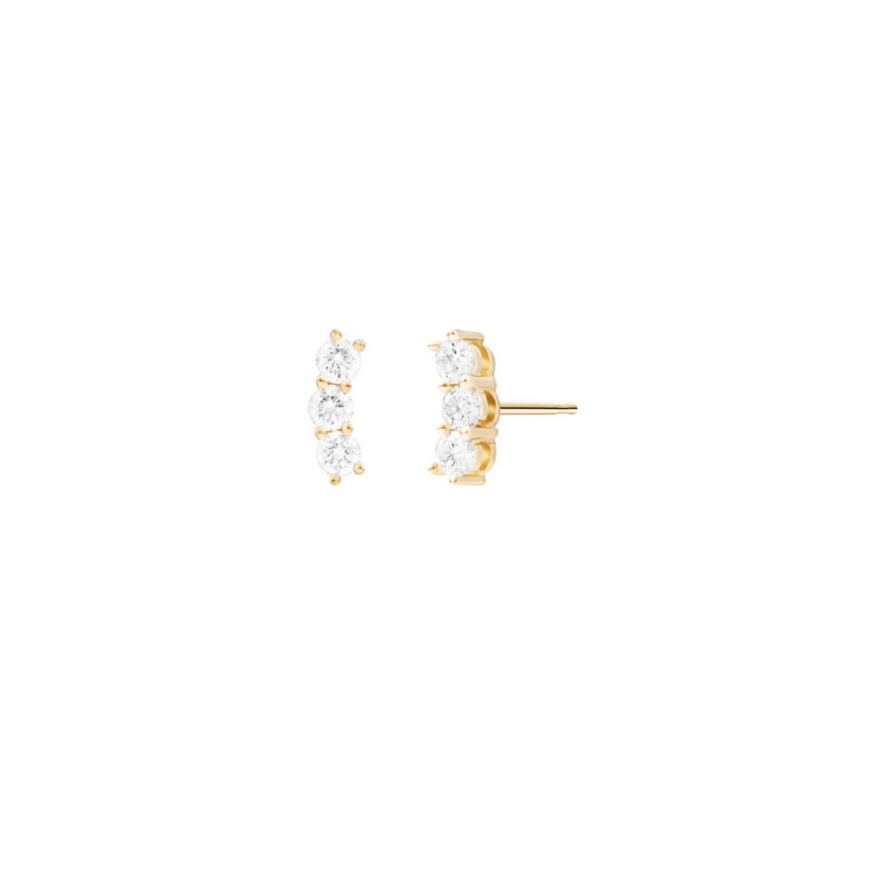 Melissa Kaye 18K Gold Aria Triplet Stud Mini - E1714A
