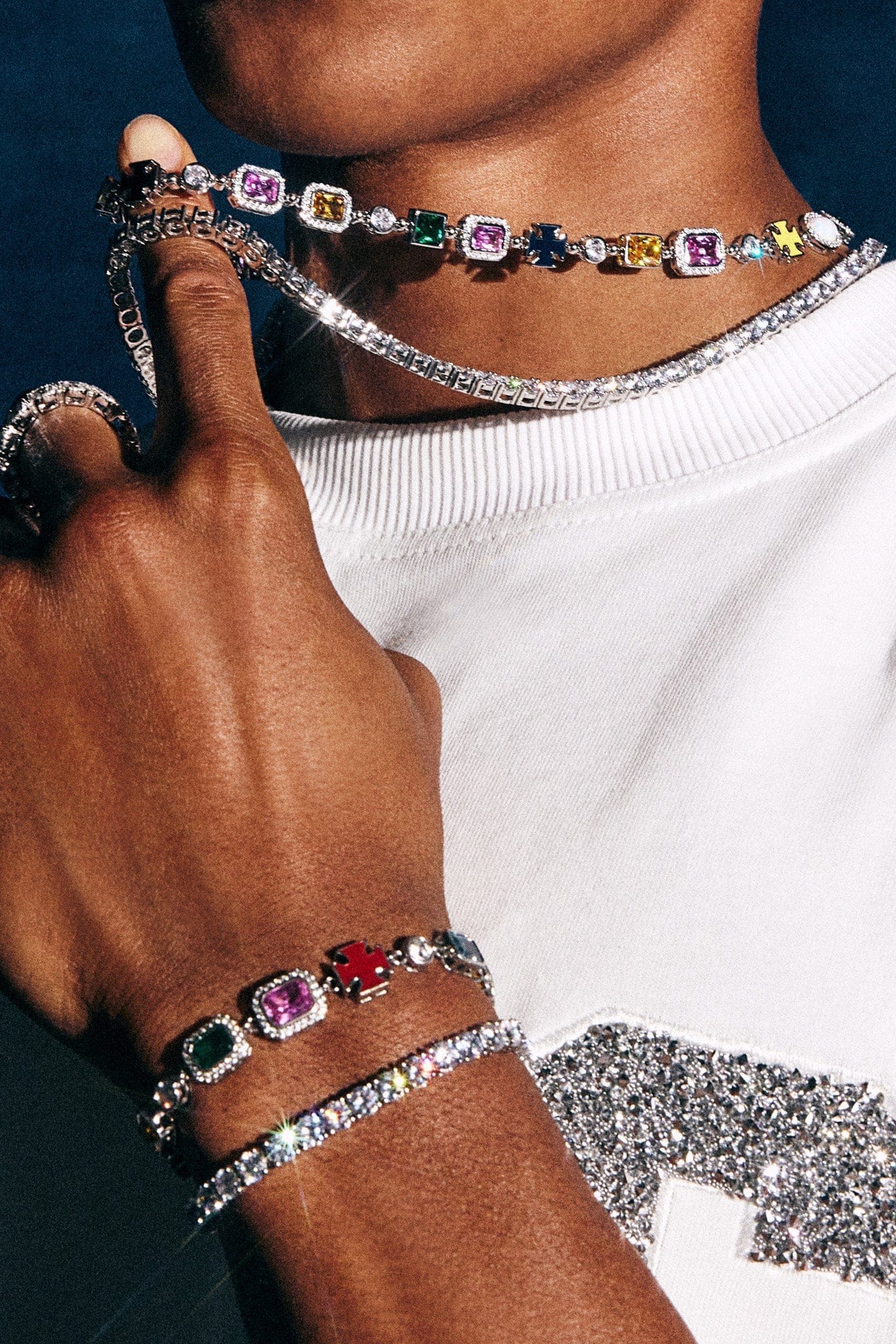 Cernucci Multi Gemstone Motif Bracelet - 10 mm
