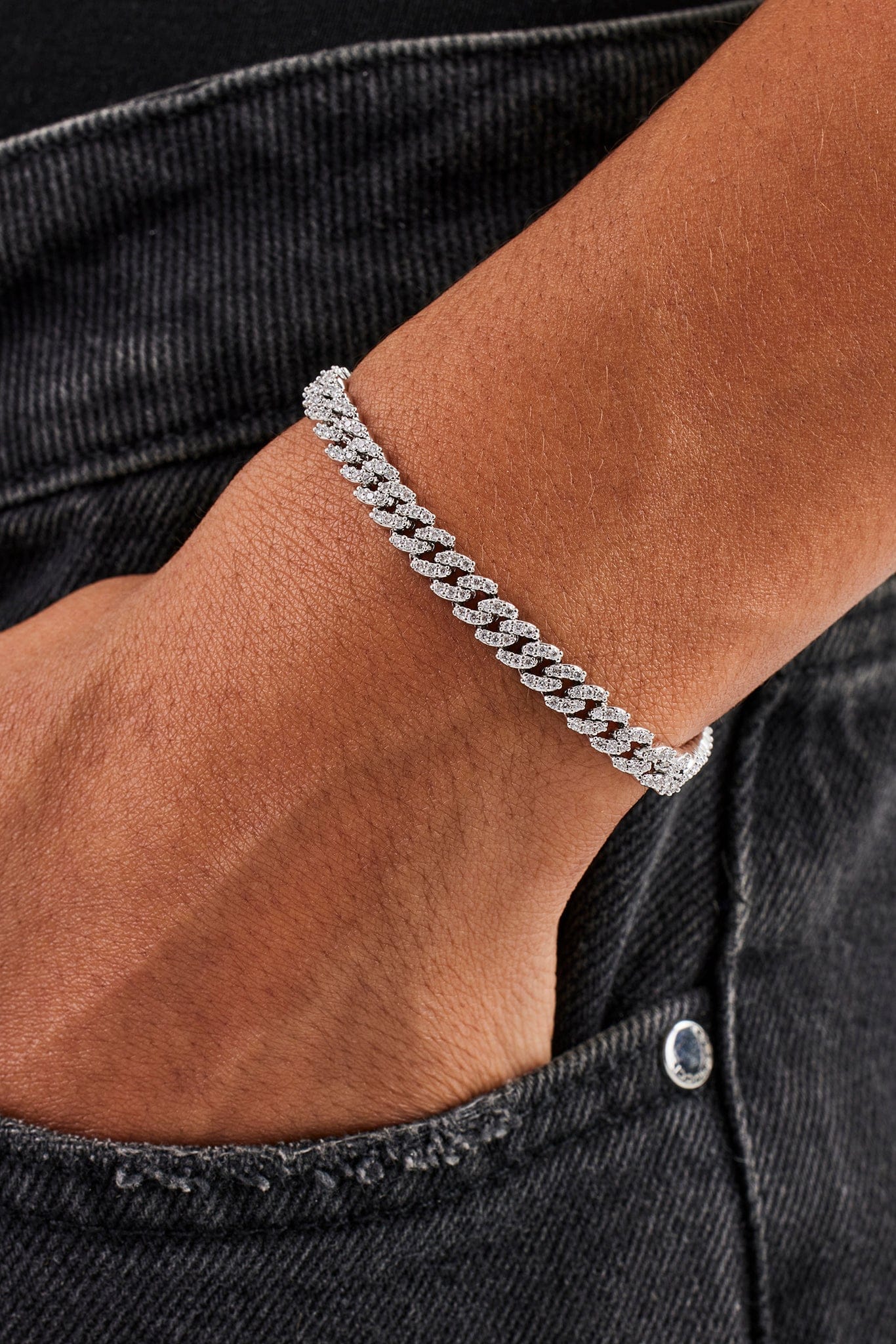Cernucci Iced Cuban Link Bracelet - 5 mm - White