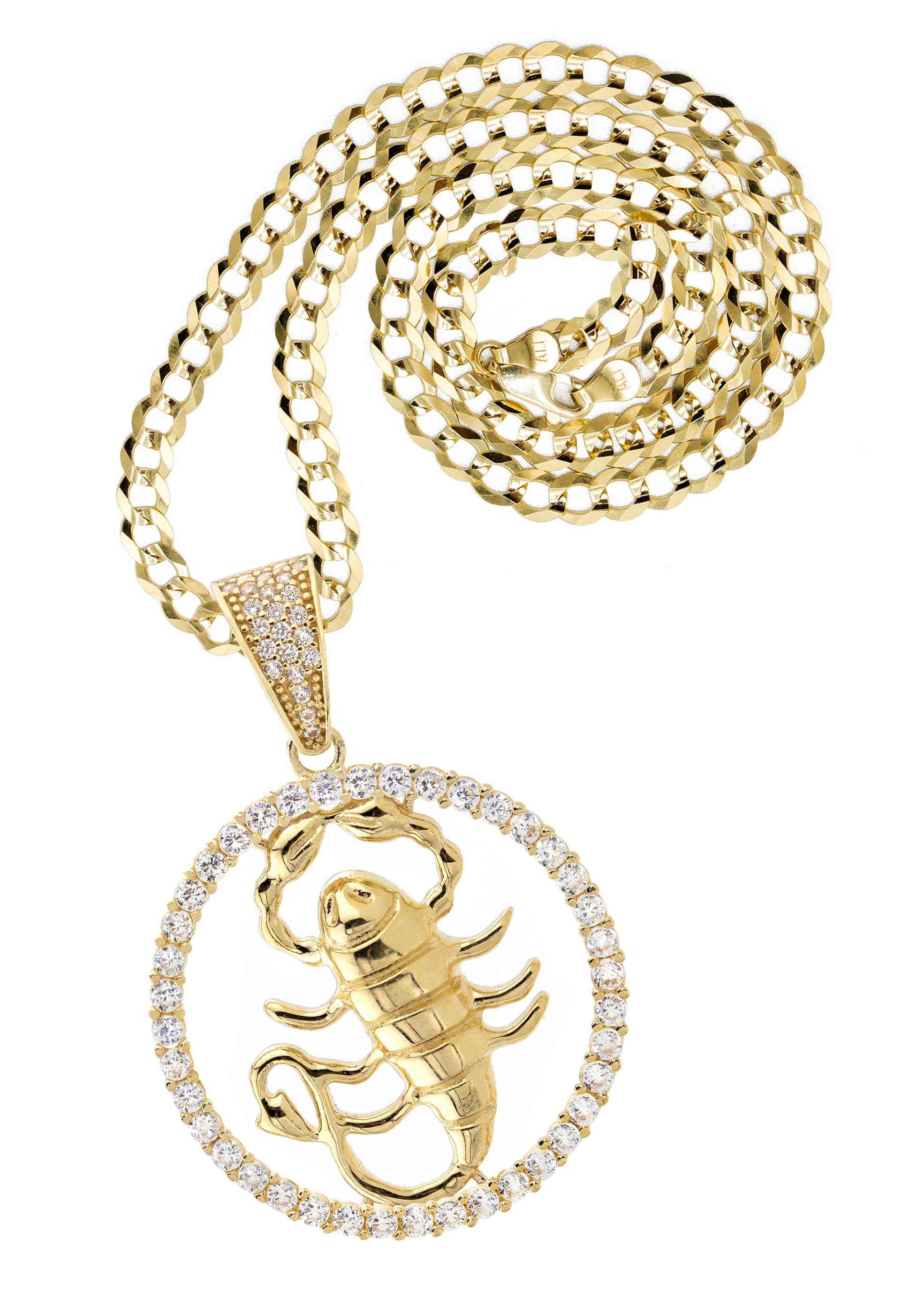 Manufacturer 47 10K Yellow Gold Zodiac Scorpio Necklace | Appx. 17.2 Grams