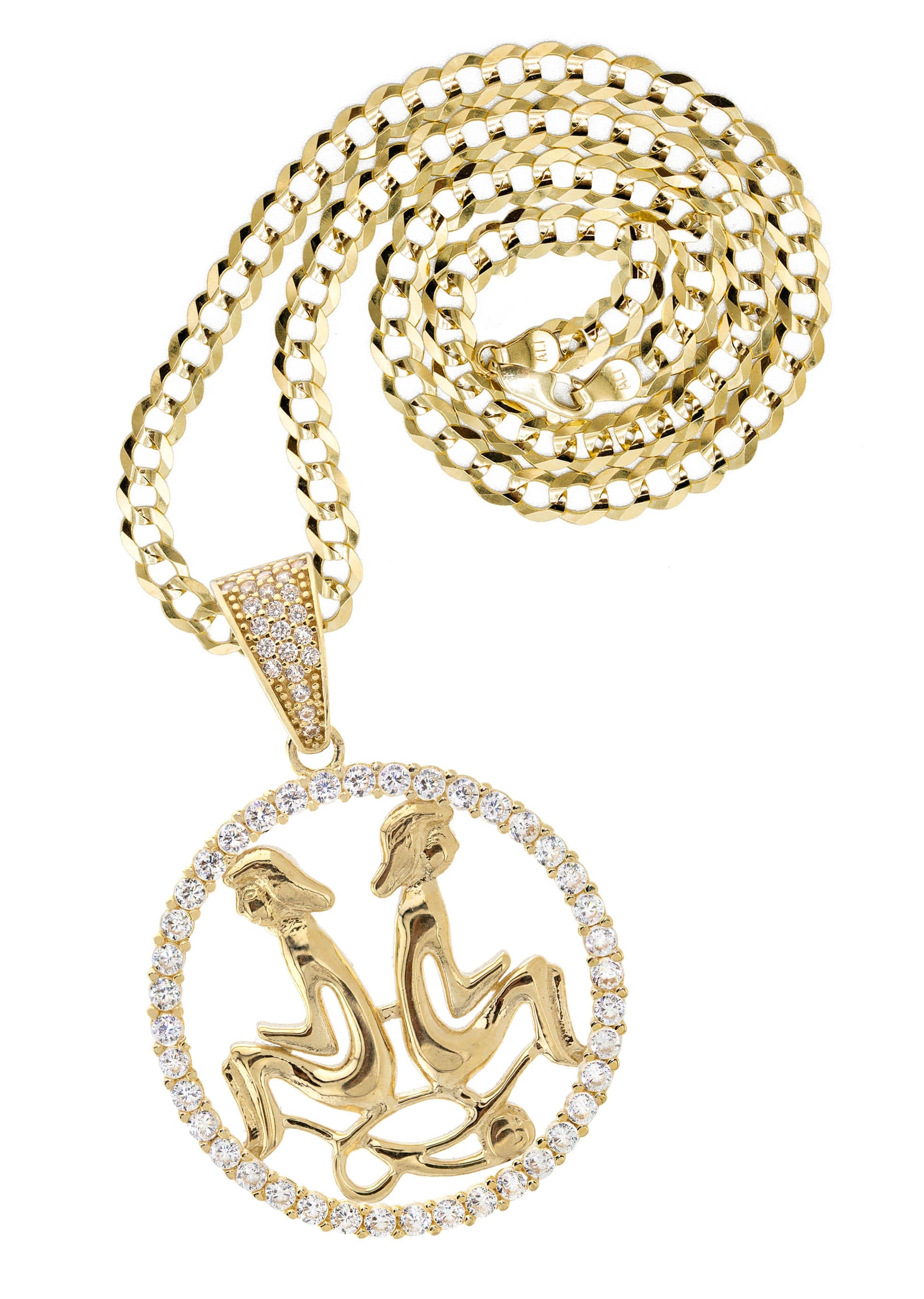 Manufacturer 2 10K Yellow Gold Zodiac Gemini Necklace | Appx. 17.8 Grams