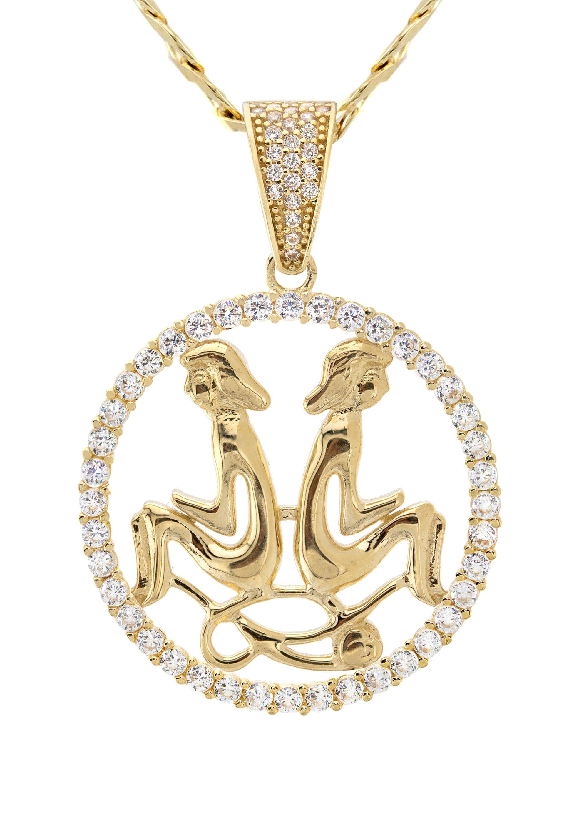 Manufacturer 2 10K Yellow Gold Zodiac Gemini Necklace | Appx. 17.8 Grams