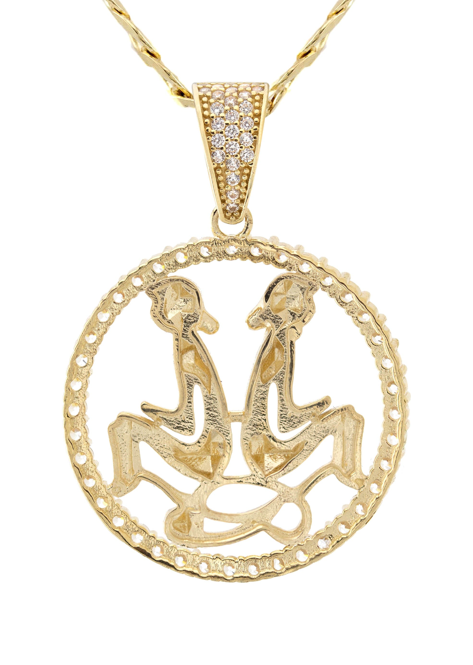 Manufacturer 2 10K Yellow Gold Zodiac Gemini Necklace | Appx. 17.8 Grams