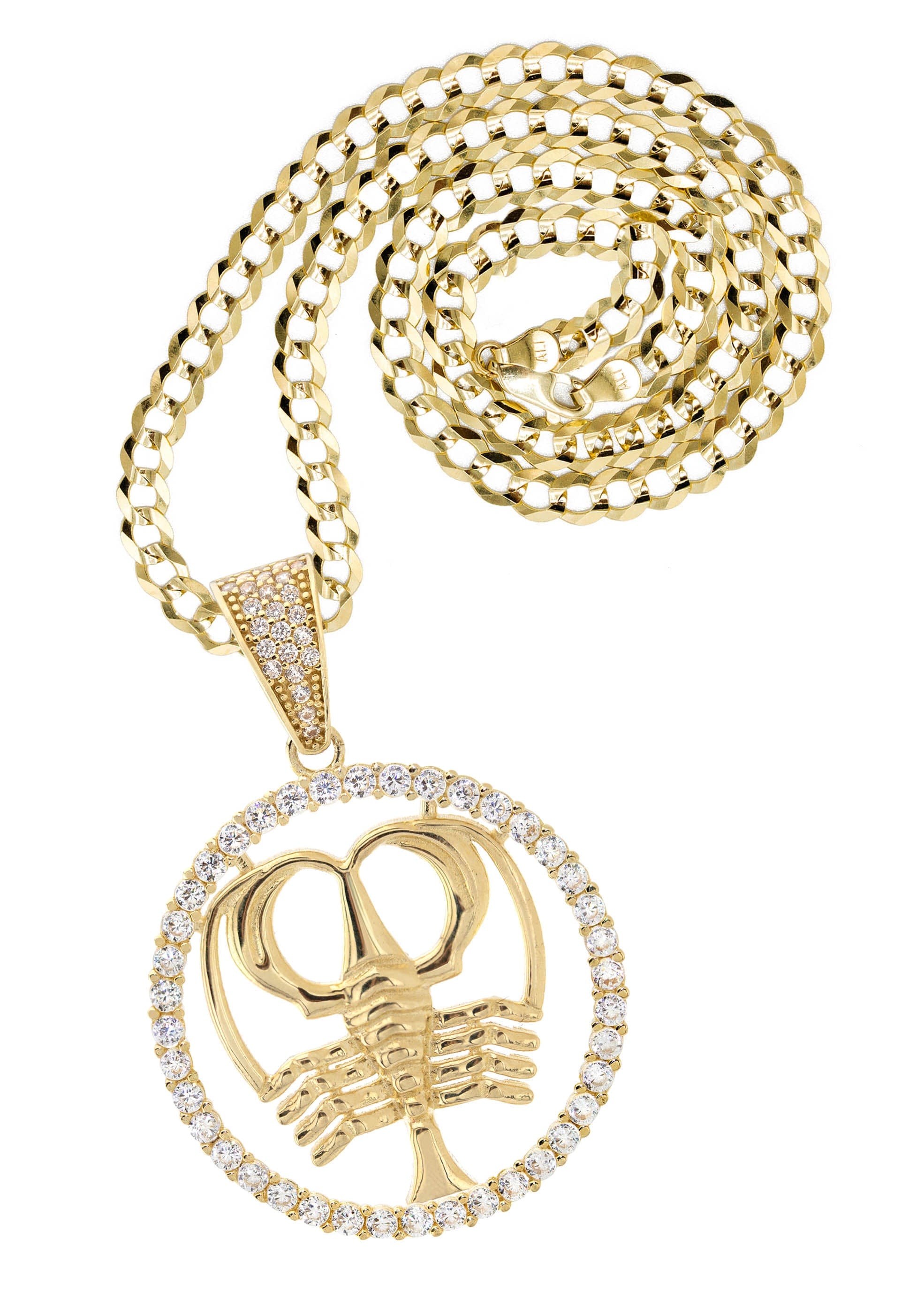 Manufacturer 2 10K Yellow Gold Zodiac Cancer Necklace | Appx. 17.1 Grams