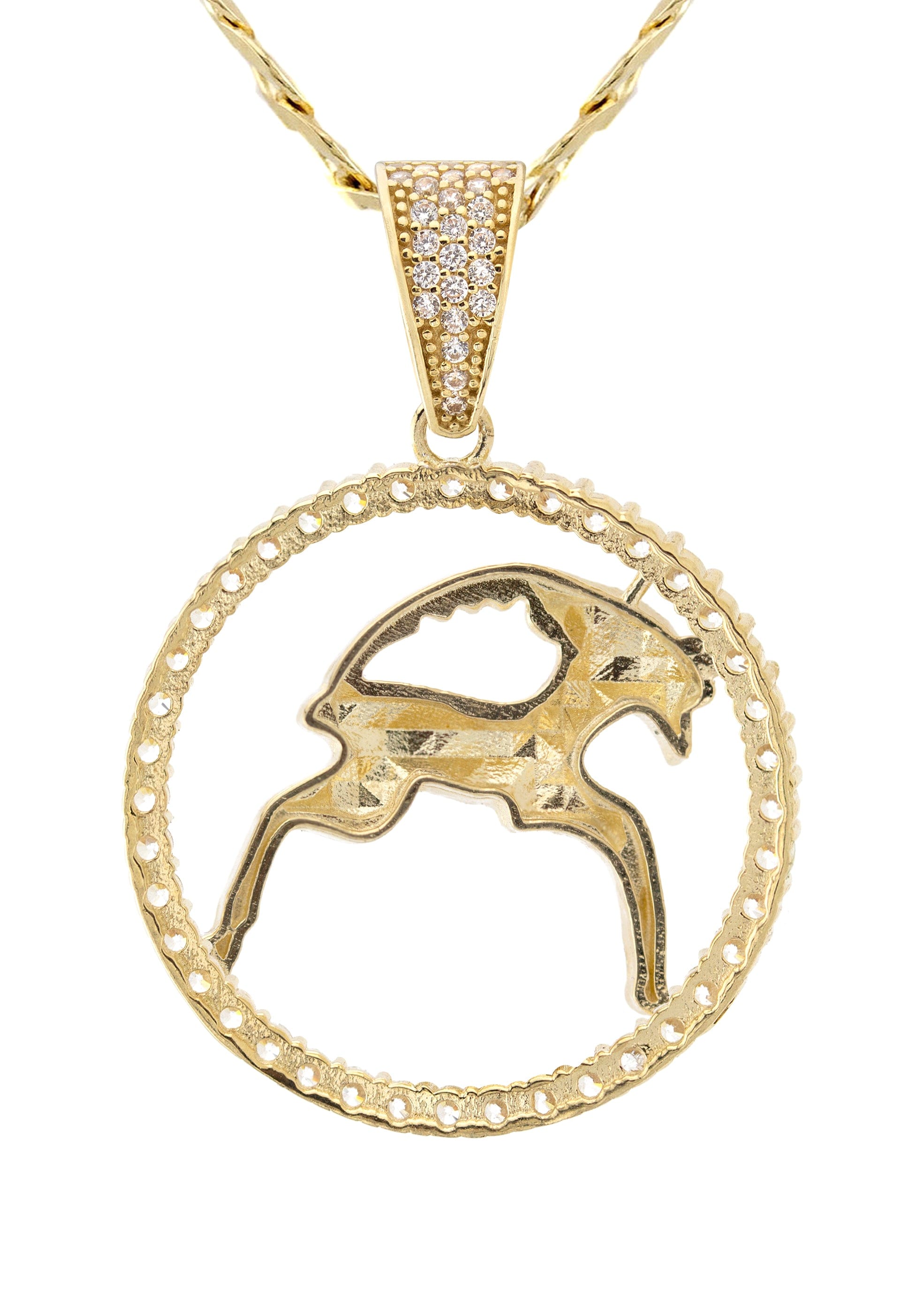 Manufacturer 2 10K Yellow Gold Zodiac Aries Necklace | Appx. 17.2 Grams