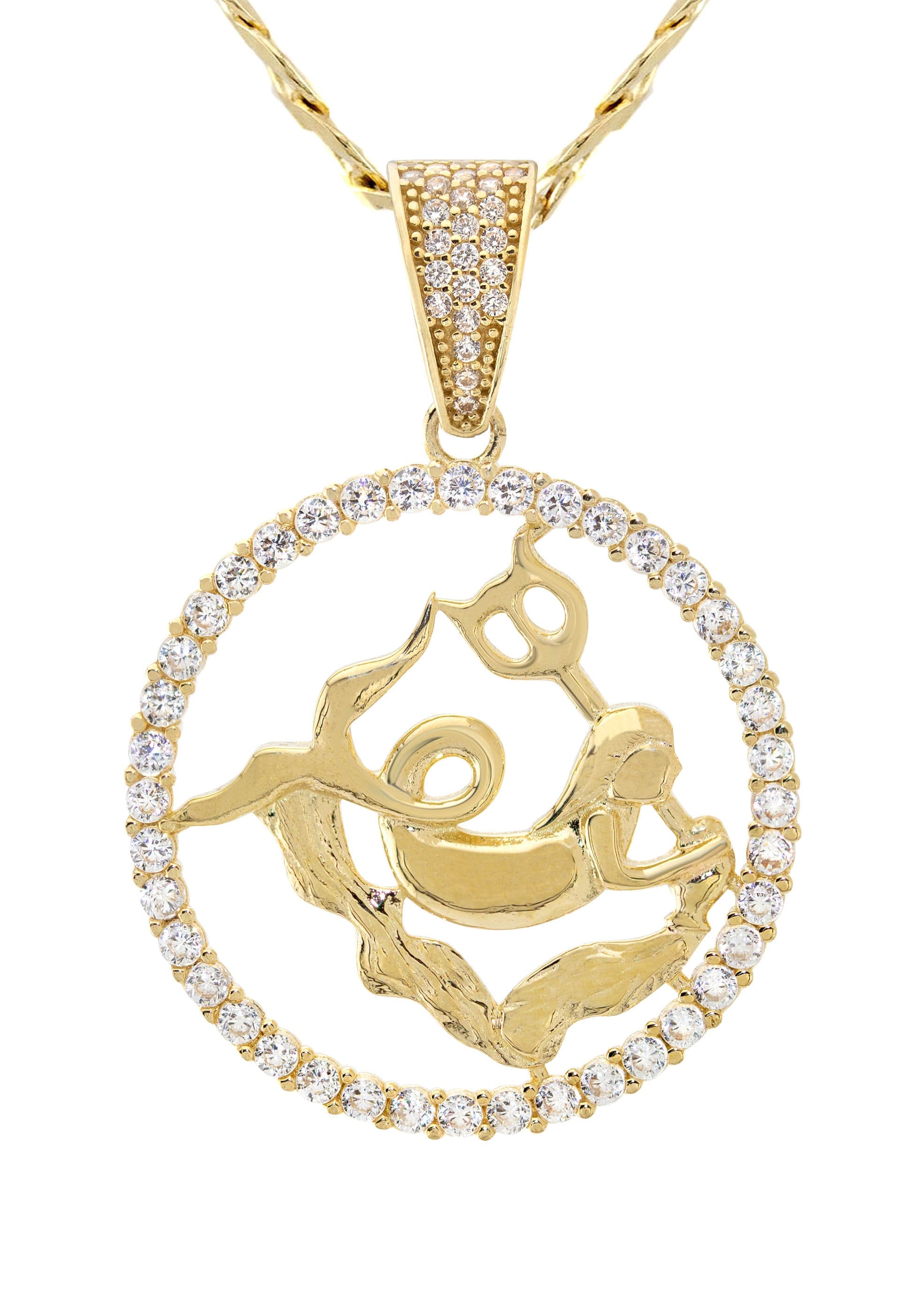 Manufacturer 47 10K Yellow Gold Zodiac Aquarius Necklace | Appx. 17.1 Grams