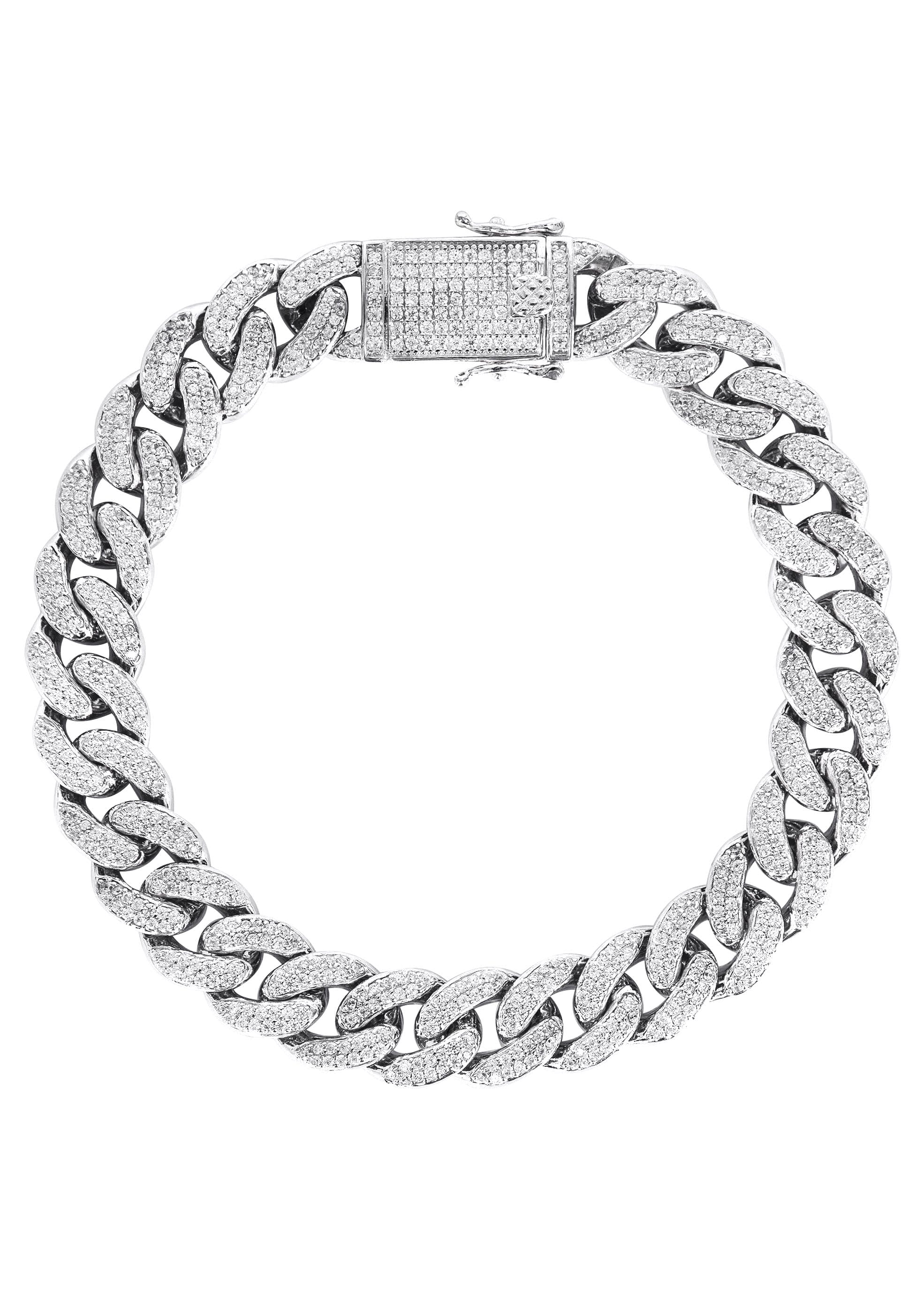 Manufacturer 43 Silver White Iced Out Miami Cuban Bracelet