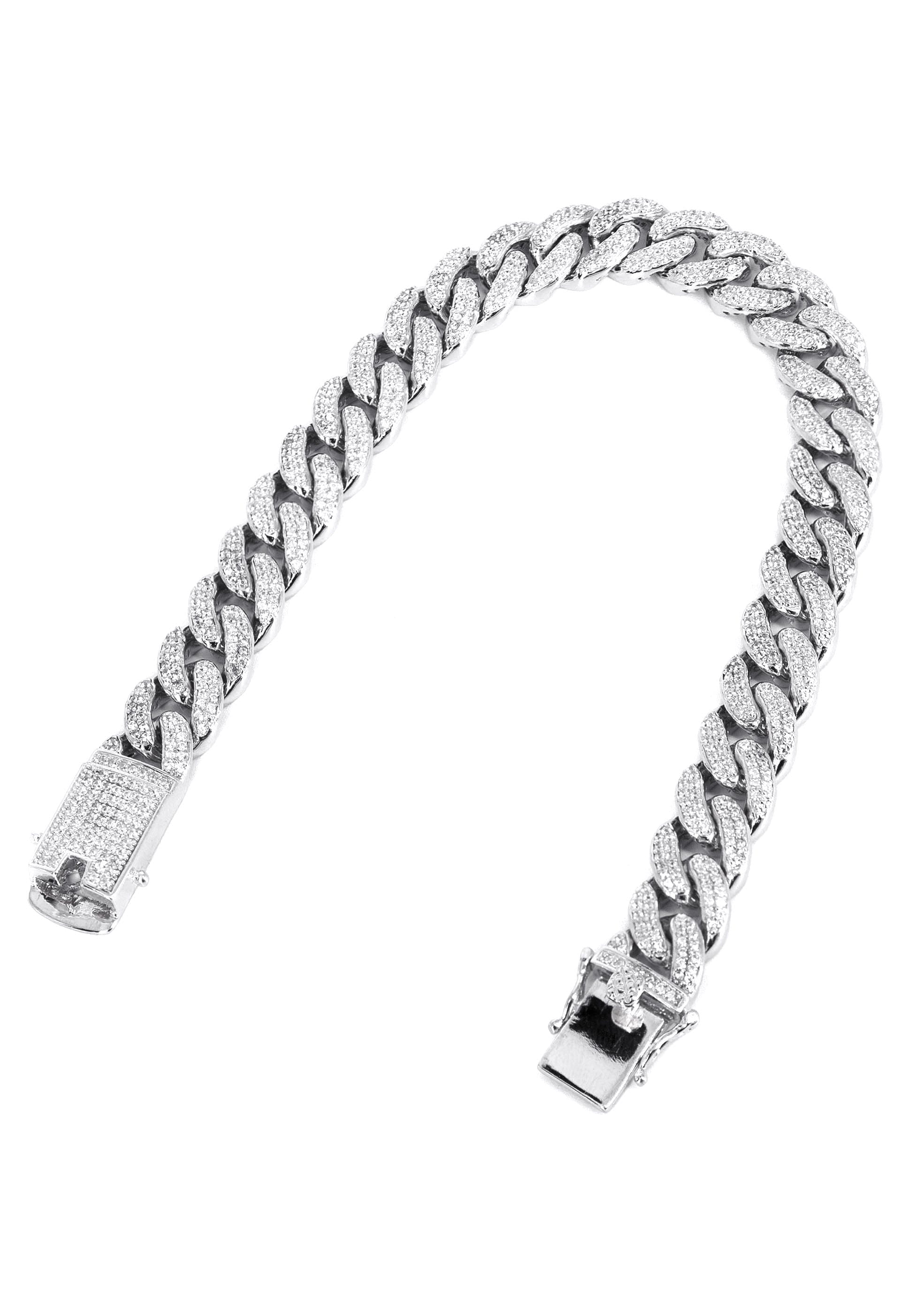 Manufacturer 43 Silver White Iced Out Miami Cuban Bracelet