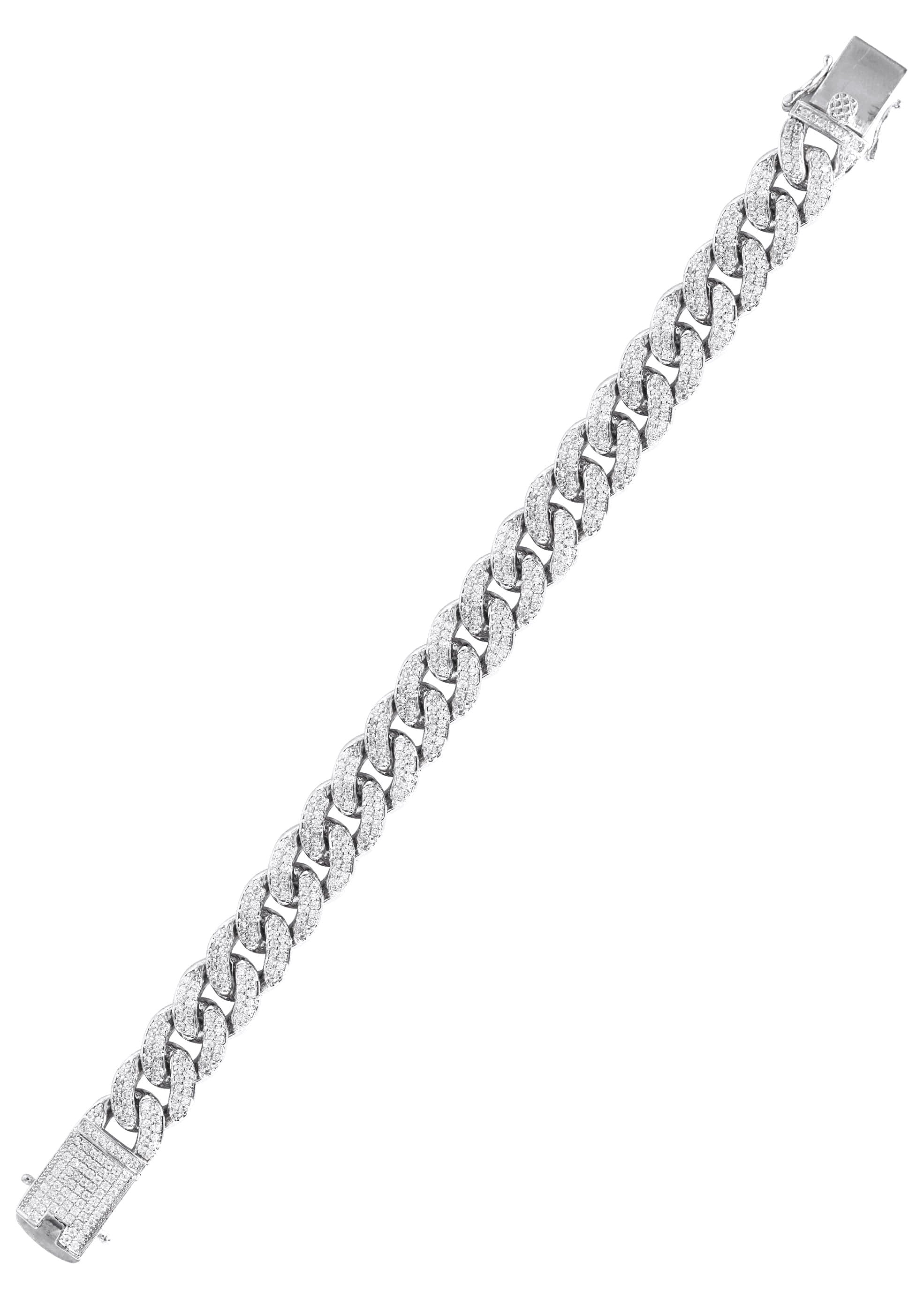 Manufacturer 43 Silver White Iced Out Miami Cuban Bracelet