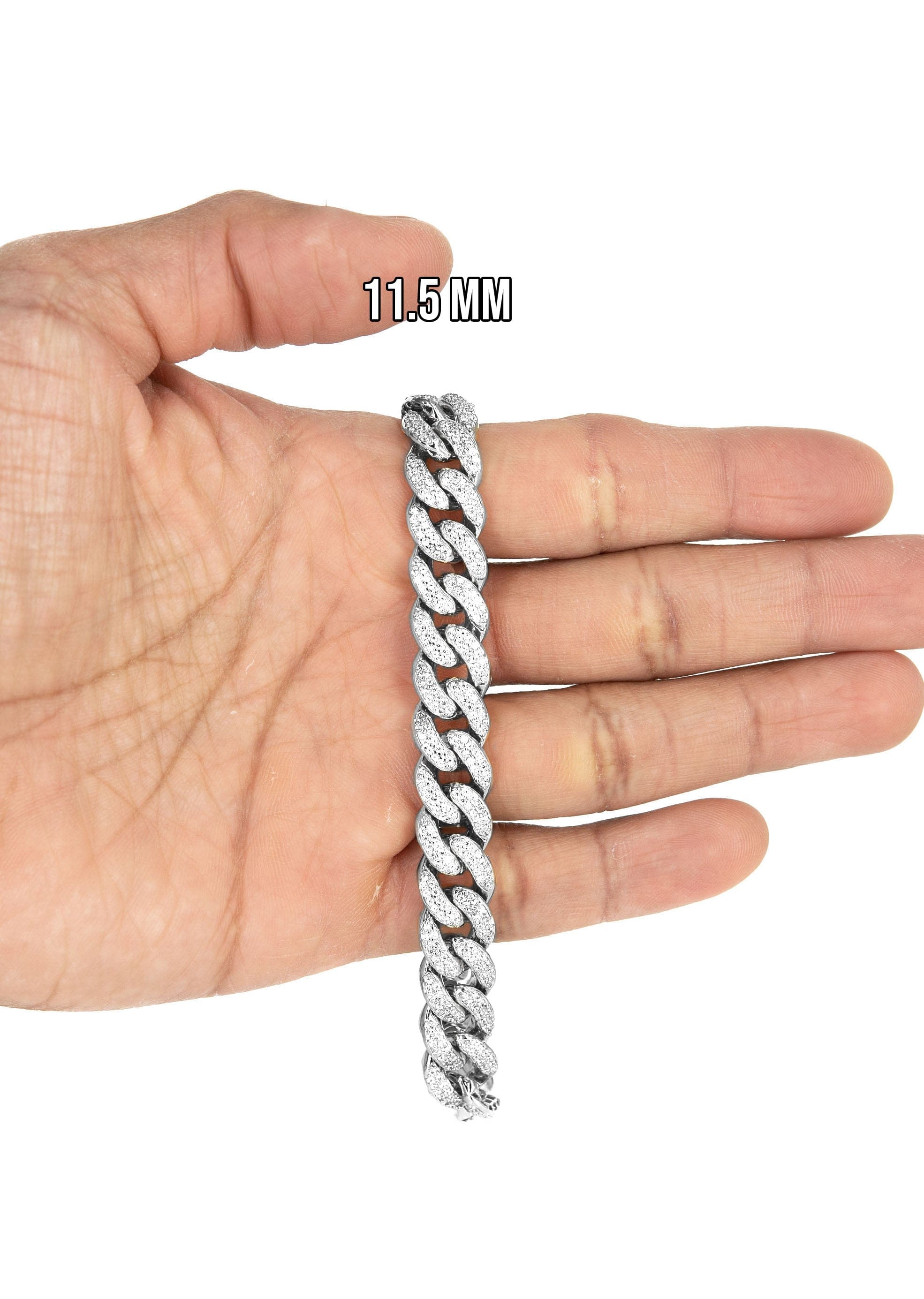 Manufacturer 43 Silver White Iced Out Miami Cuban Bracelet