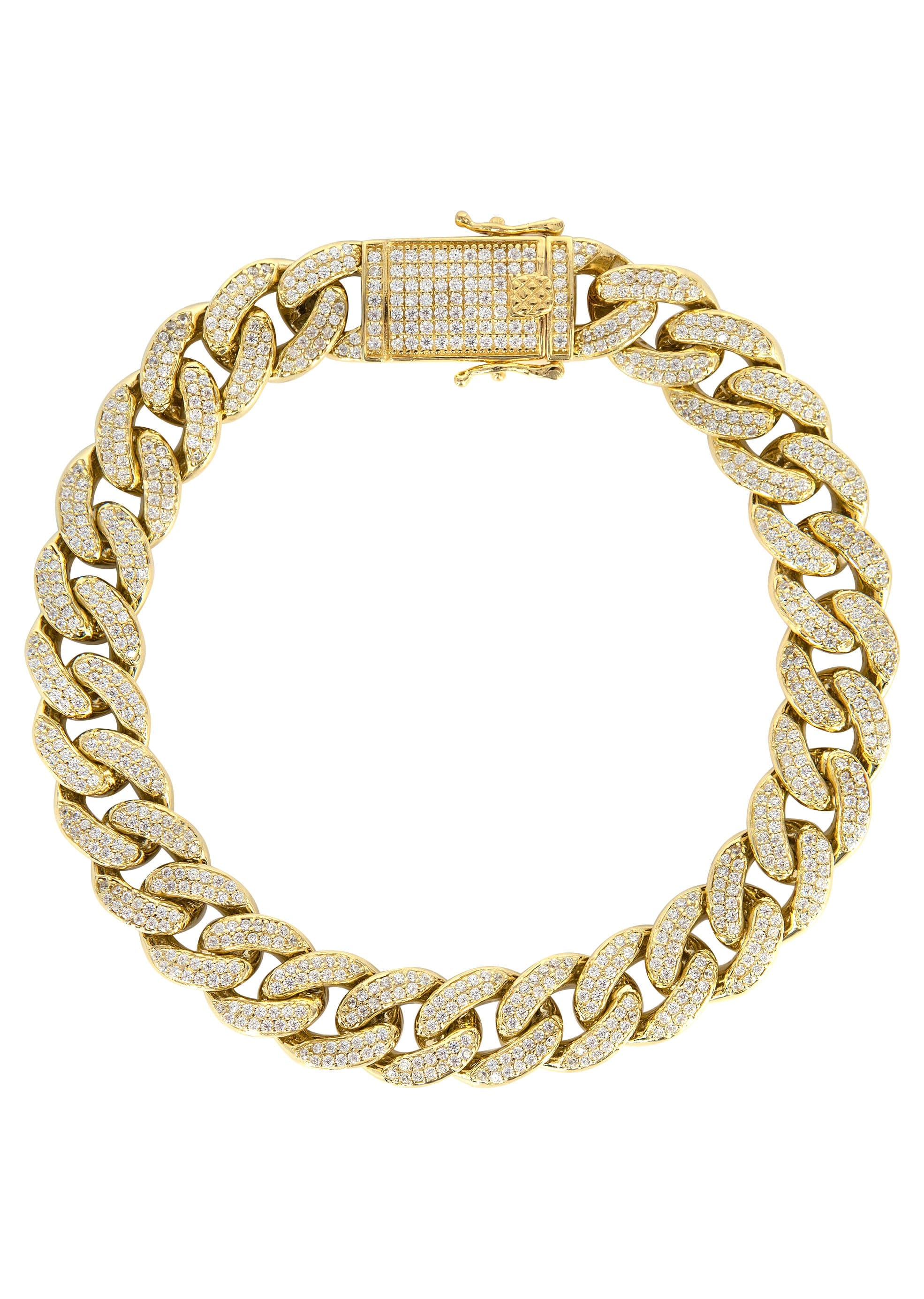 Manufacturer 43 Silver Gold Ice Miami Cuban Link Bracelet