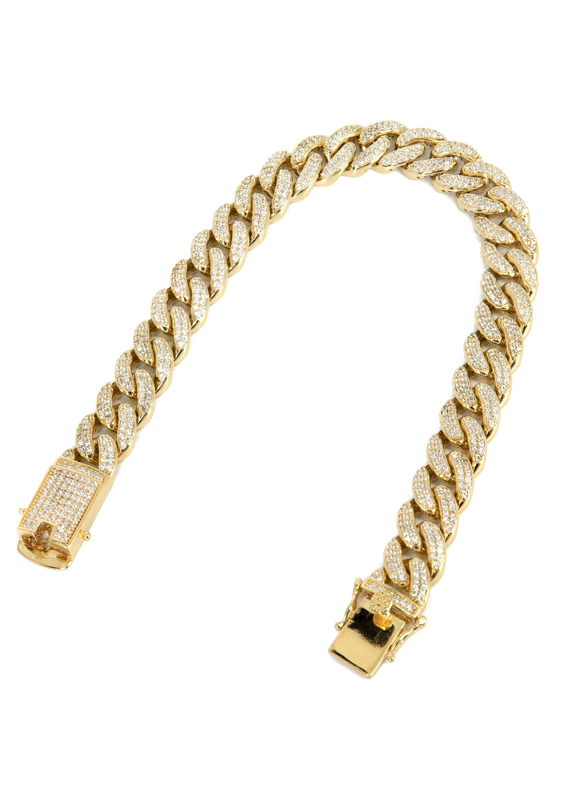 Manufacturer 43 Silver Gold Ice Miami Cuban Link Bracelet