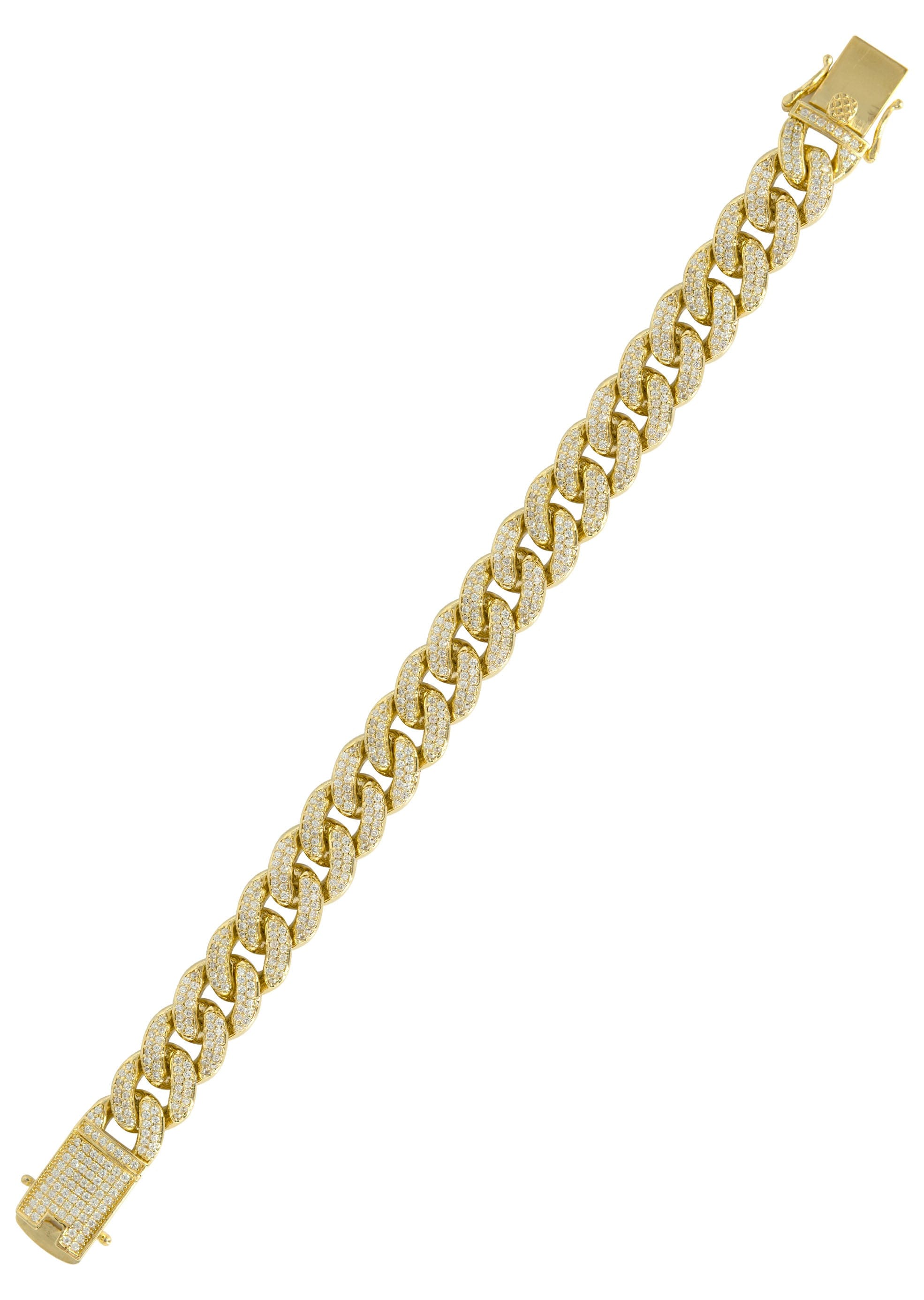 Manufacturer 43 Silver Gold Ice Miami Cuban Link Bracelet