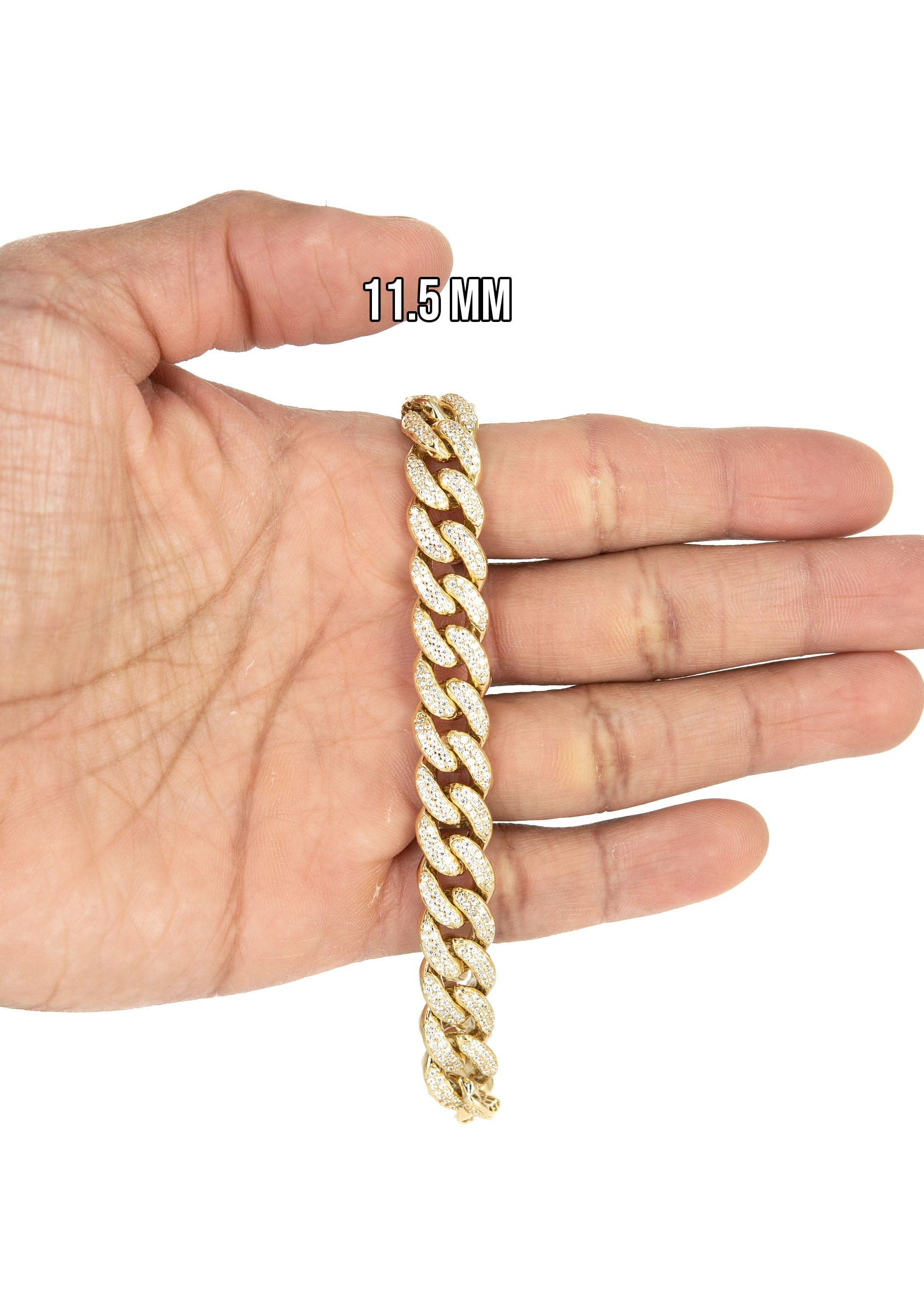 Manufacturer 43 Silver Gold Ice Miami Cuban Link Bracelet