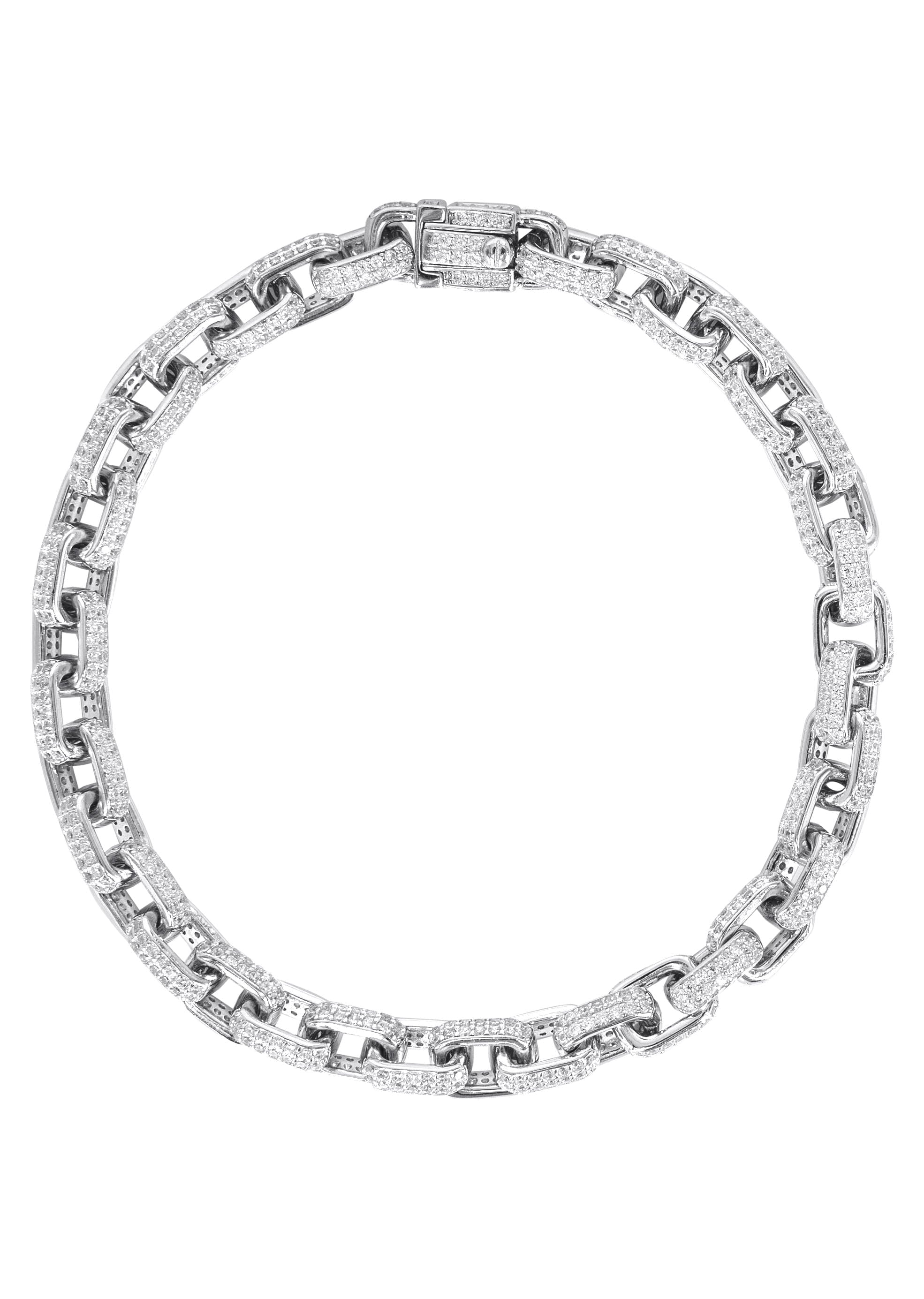 Manufacturer 43 Silver White Iced Out Hermes Bracelet