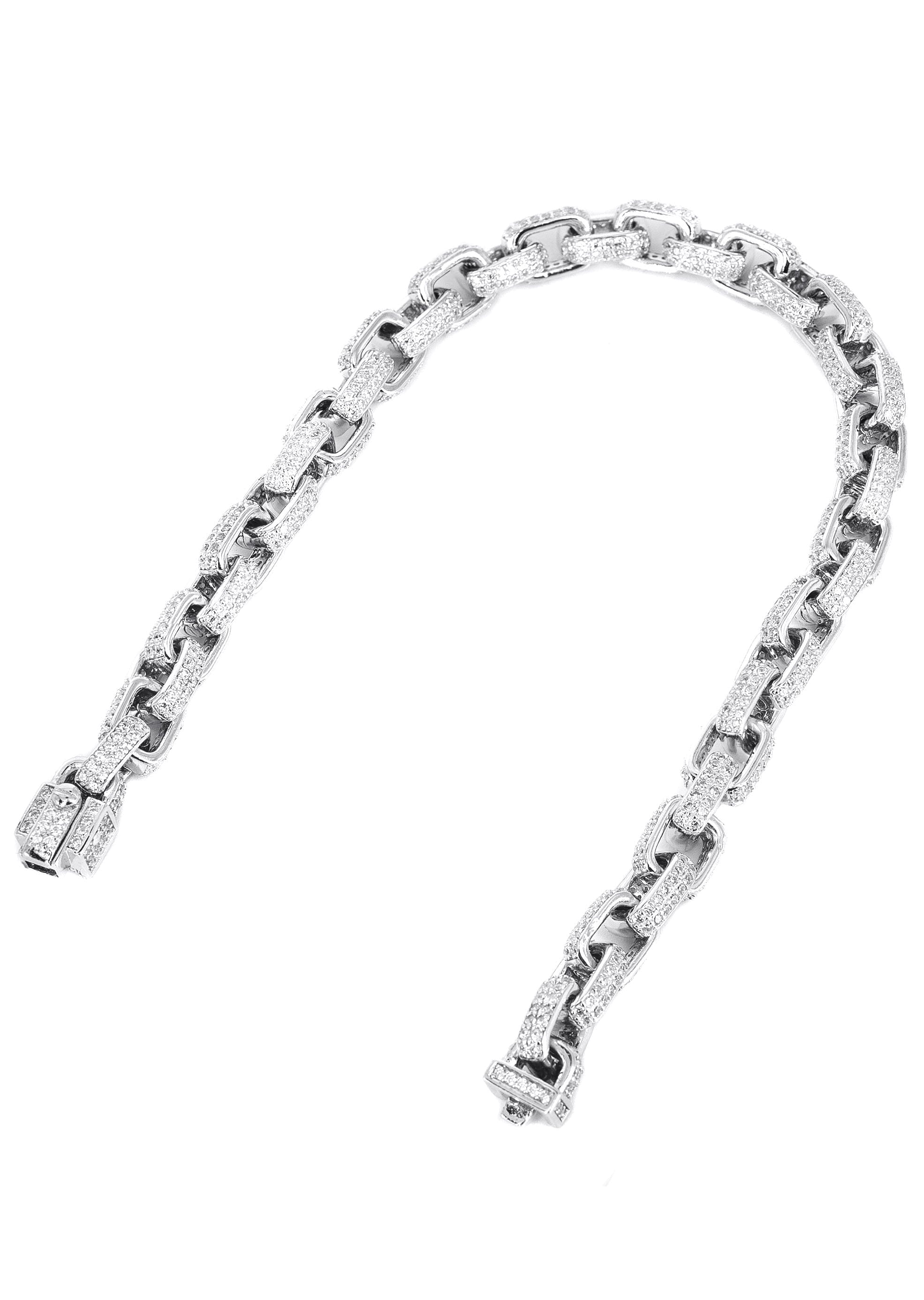 Manufacturer 43 Silver White Iced Out Hermes Bracelet