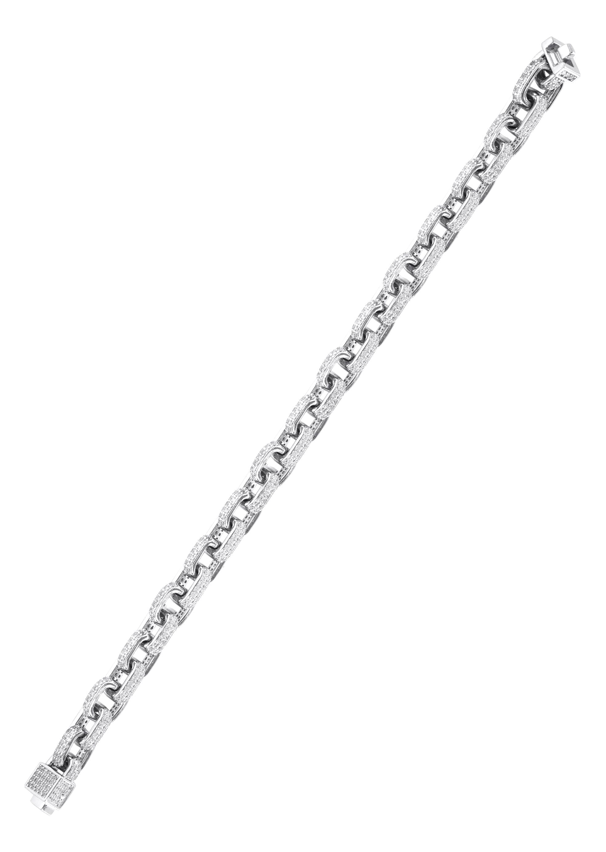 Manufacturer 43 Silver White Iced Out Hermes Bracelet