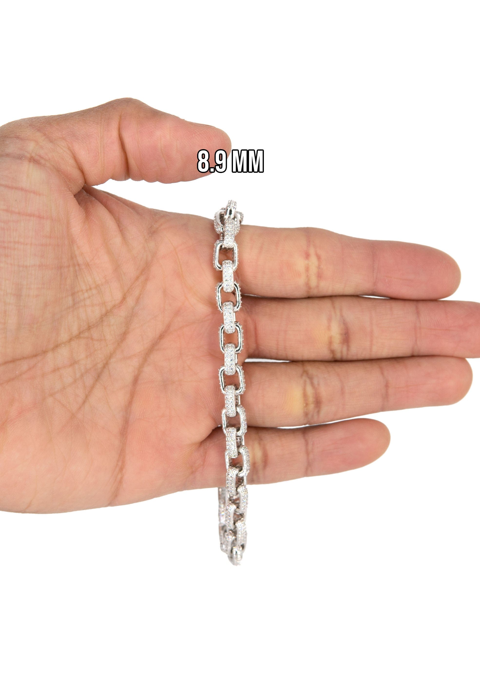 Manufacturer 43 Silver White Iced Out Hermes Bracelet