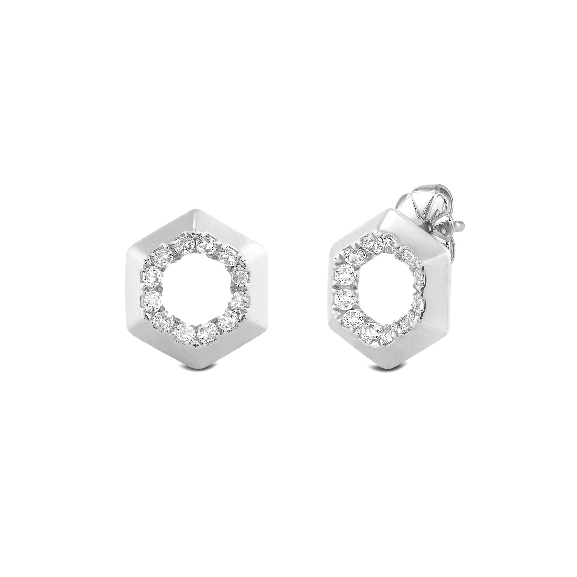 Diamond Hexagon Shape Diamond Accent Earrings
