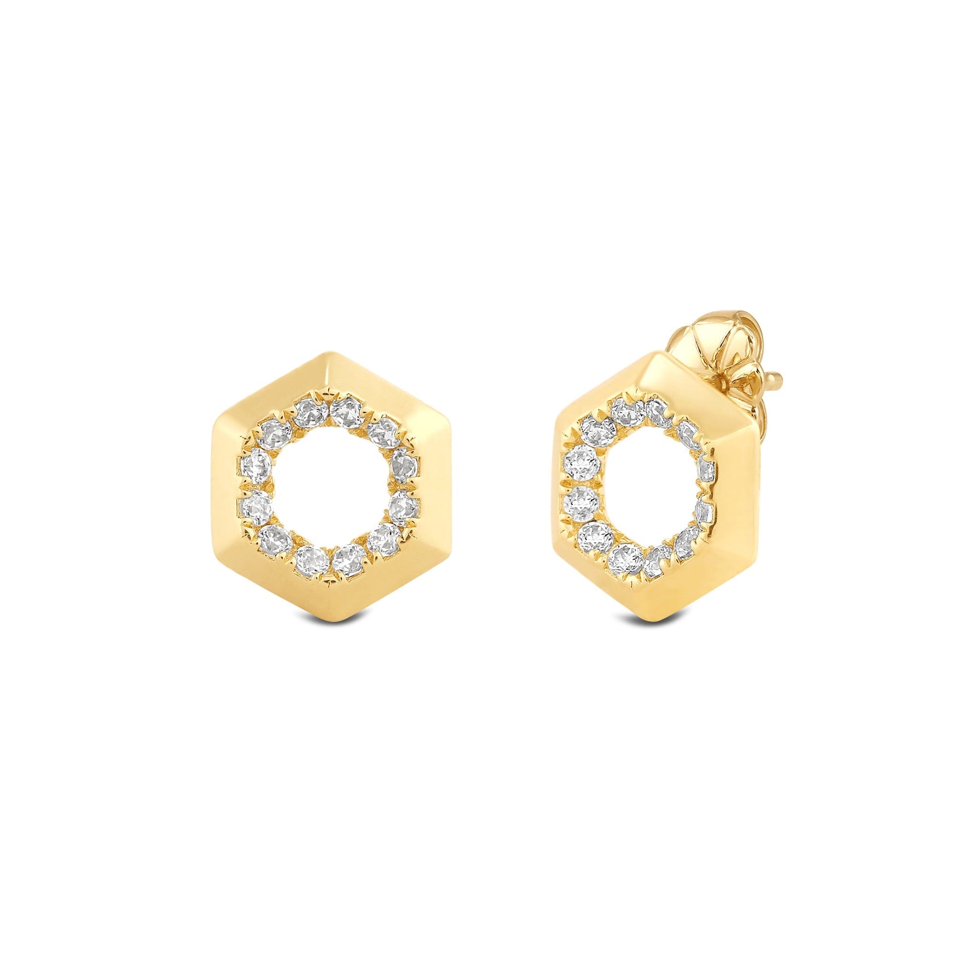 Diamond Hexagon Shape Diamond Accent Earrings