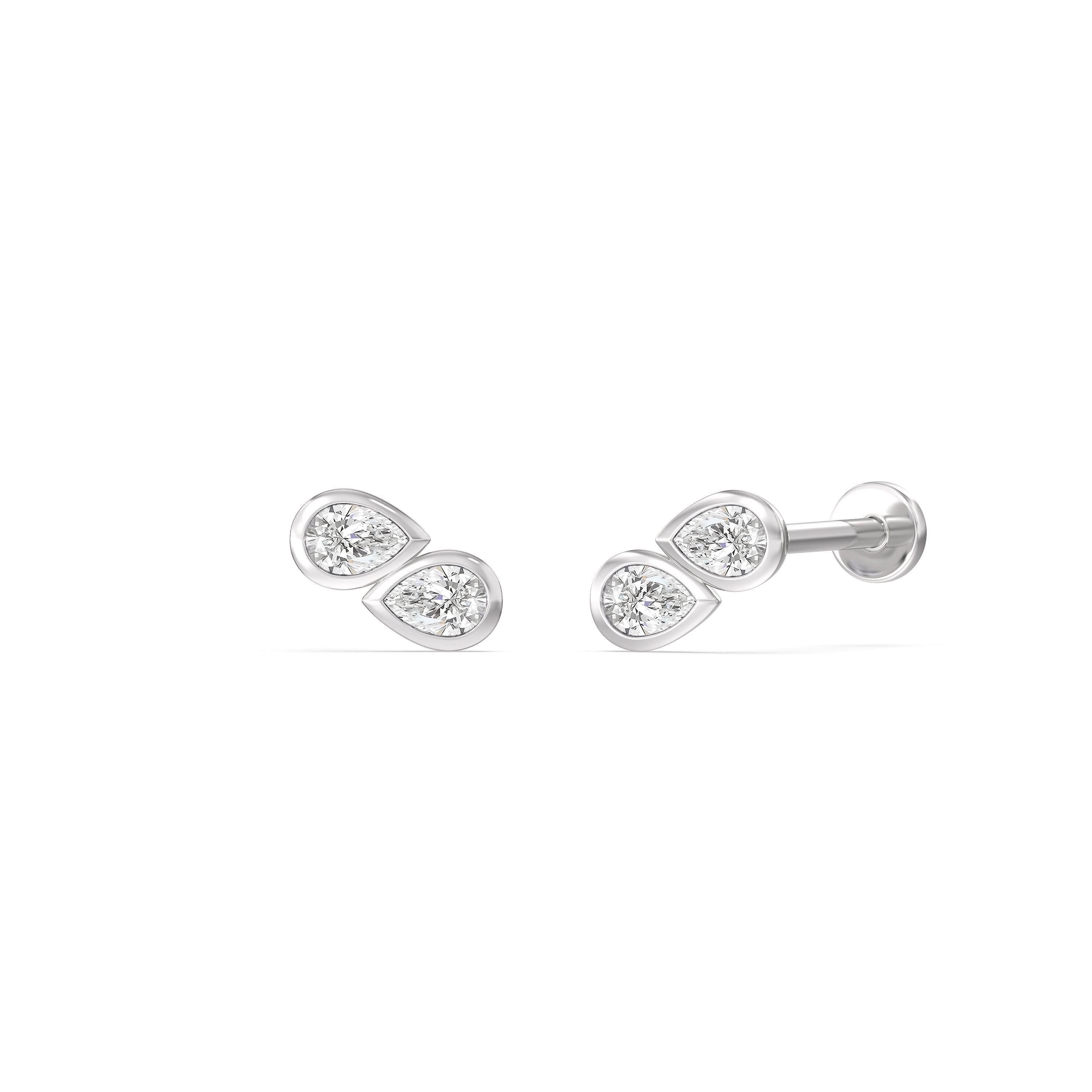 With Clarity Pear Duet Flatback Studs