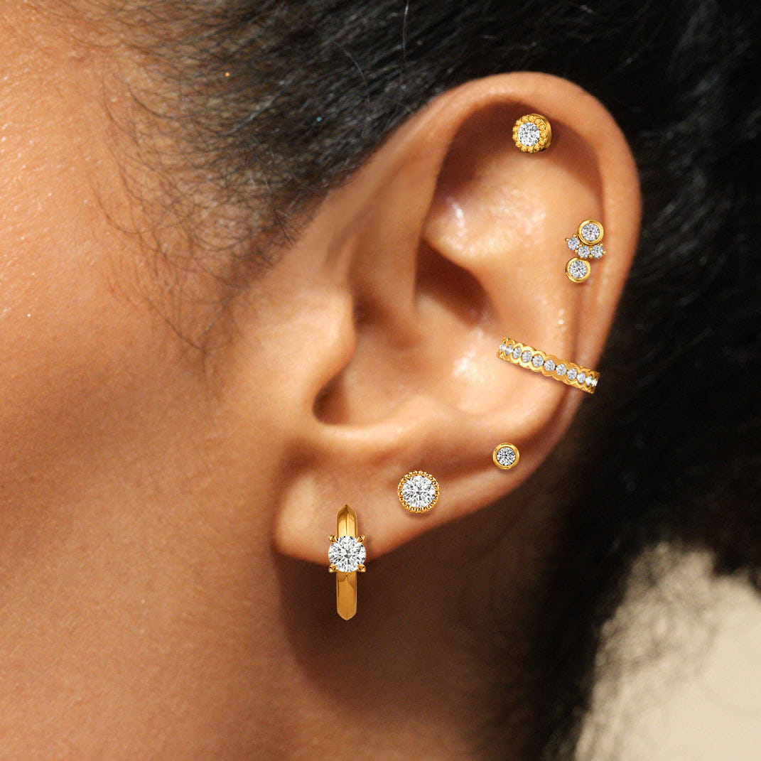 With Clarity Round Beaded Flatback Studs