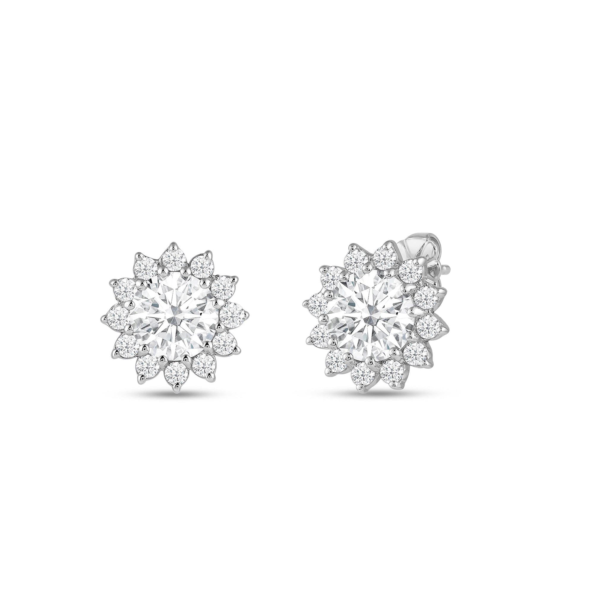 Diamond Flower Halo Diamond Earrings