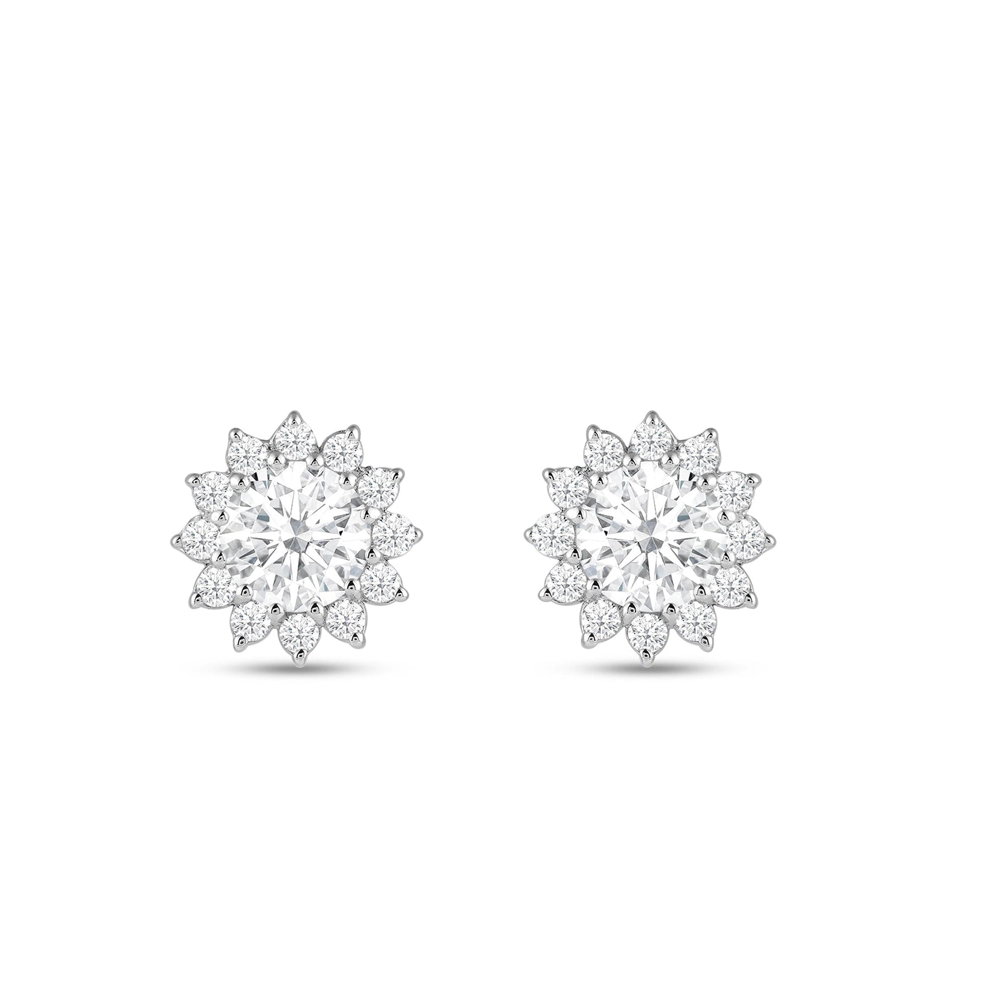 Diamond Flower Halo Diamond Earrings