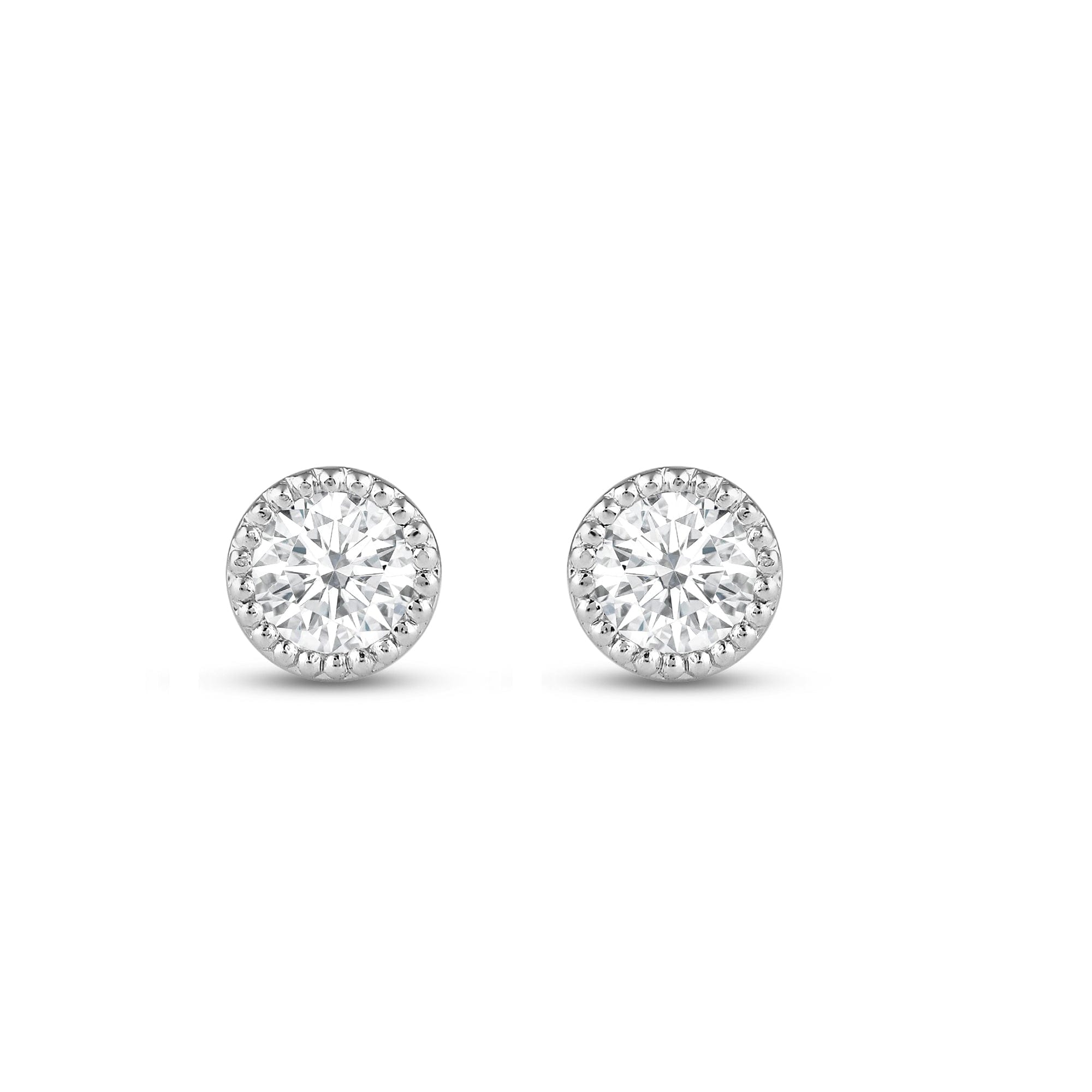 Solitaire Round Diamond Milgrain Solitaire Stud Earrings