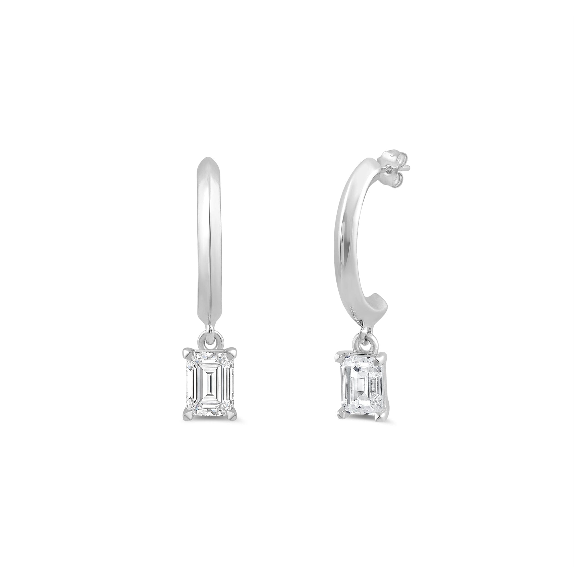 Diamond Emerald Diamond Drop Knife Edge Huggies