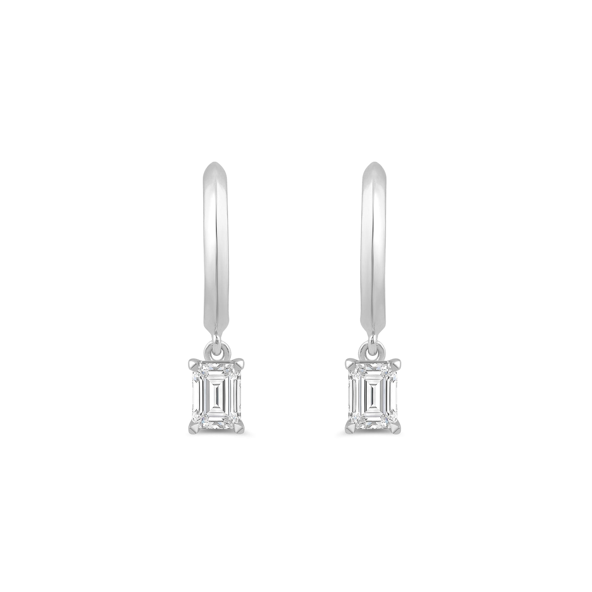 Diamond Emerald Diamond Drop Knife Edge Huggies