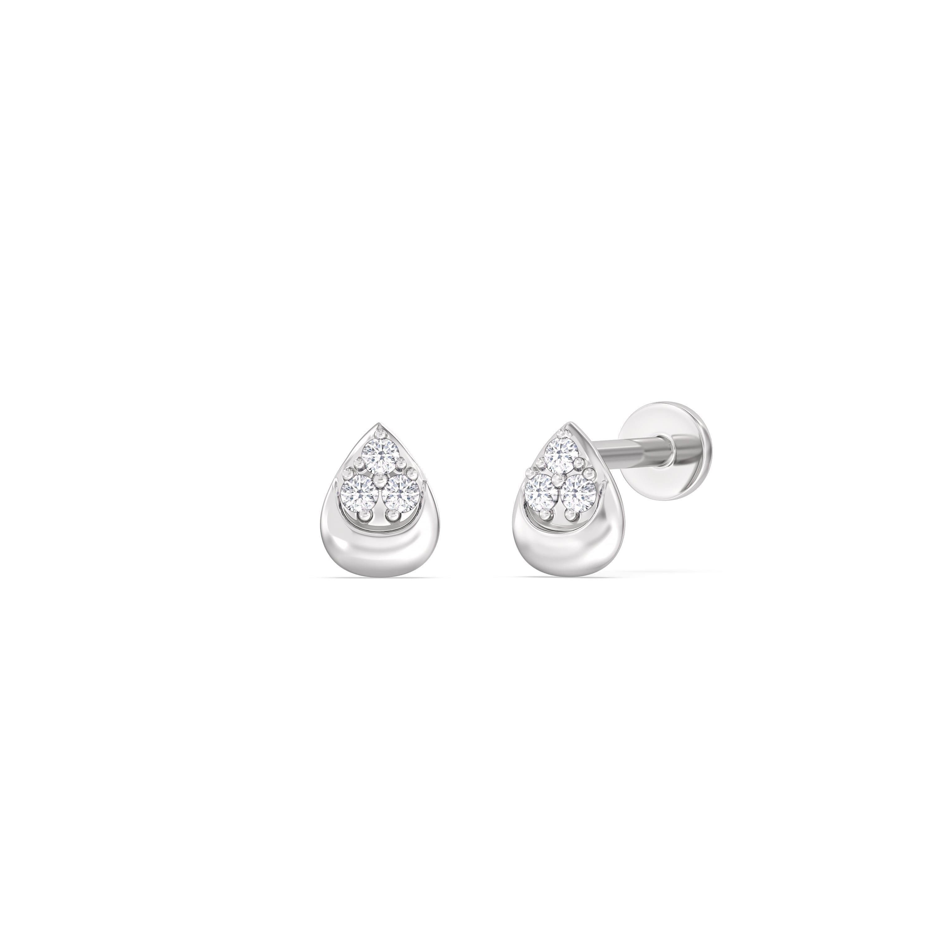 With Clarity Teardrop Pear Flatback Stud