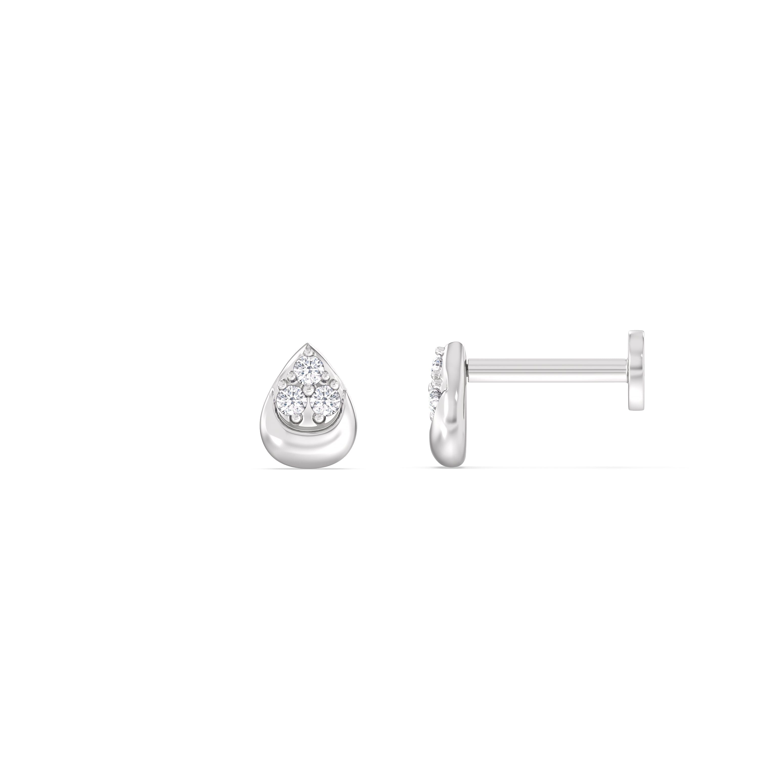 With Clarity Teardrop Pear Flatback Stud
