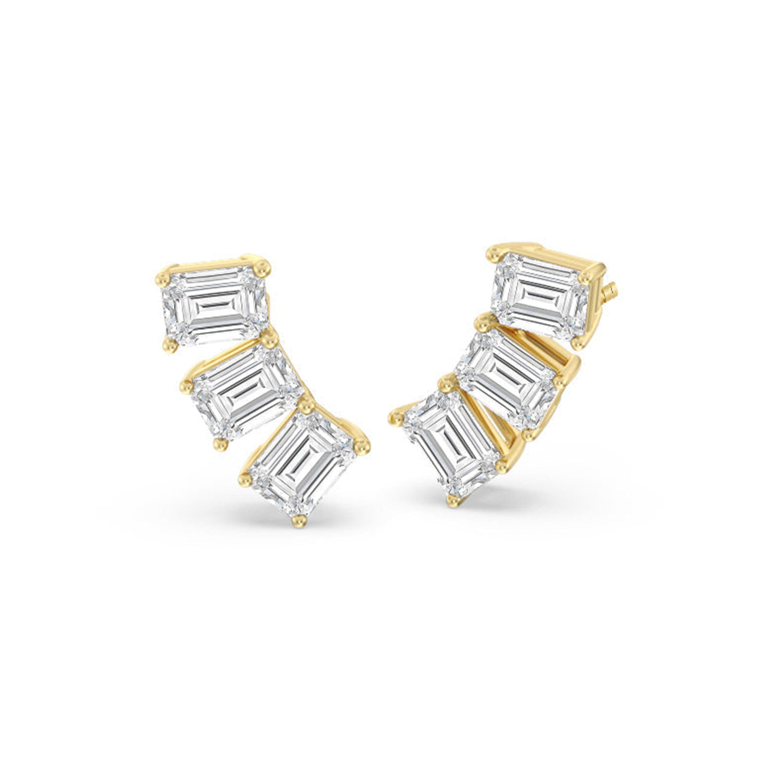 With Clarity Trilogy Emerald Cut Climber Earrings