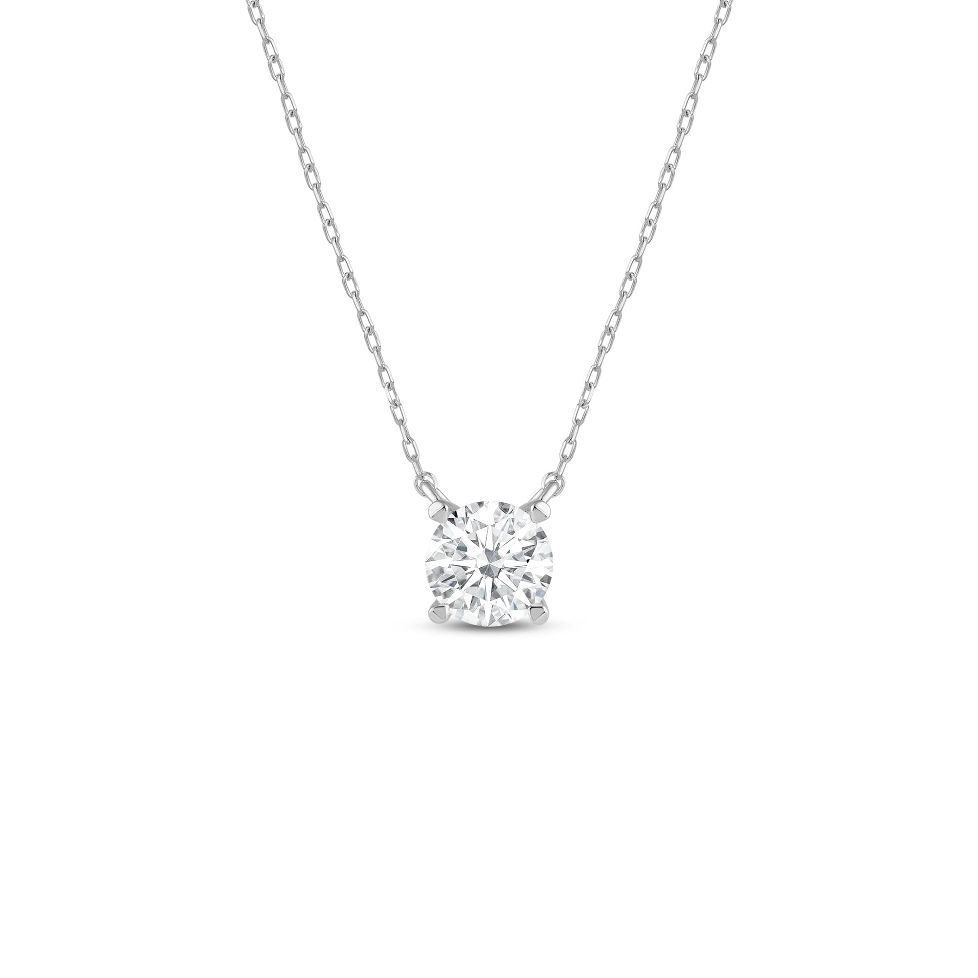 Round Lab 4 Prong Basket Round Lab Created Diamond Solitaire Necklace