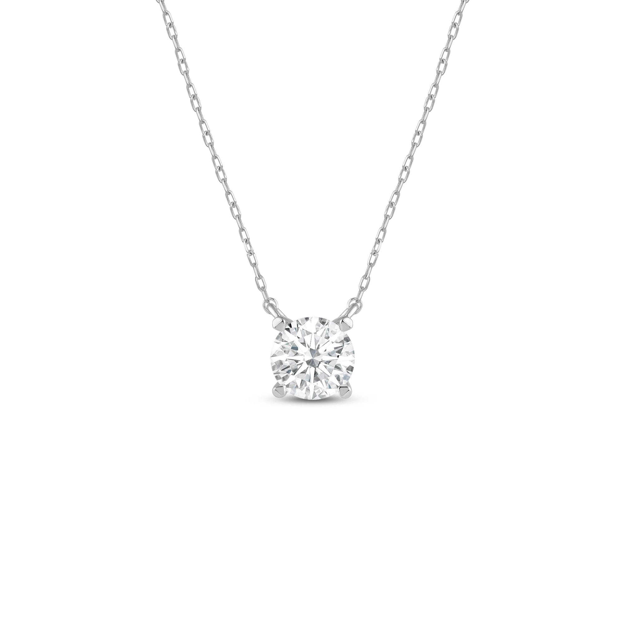 Round Lab 4 Prong Basket Round Lab Created Diamond Solitaire Necklace