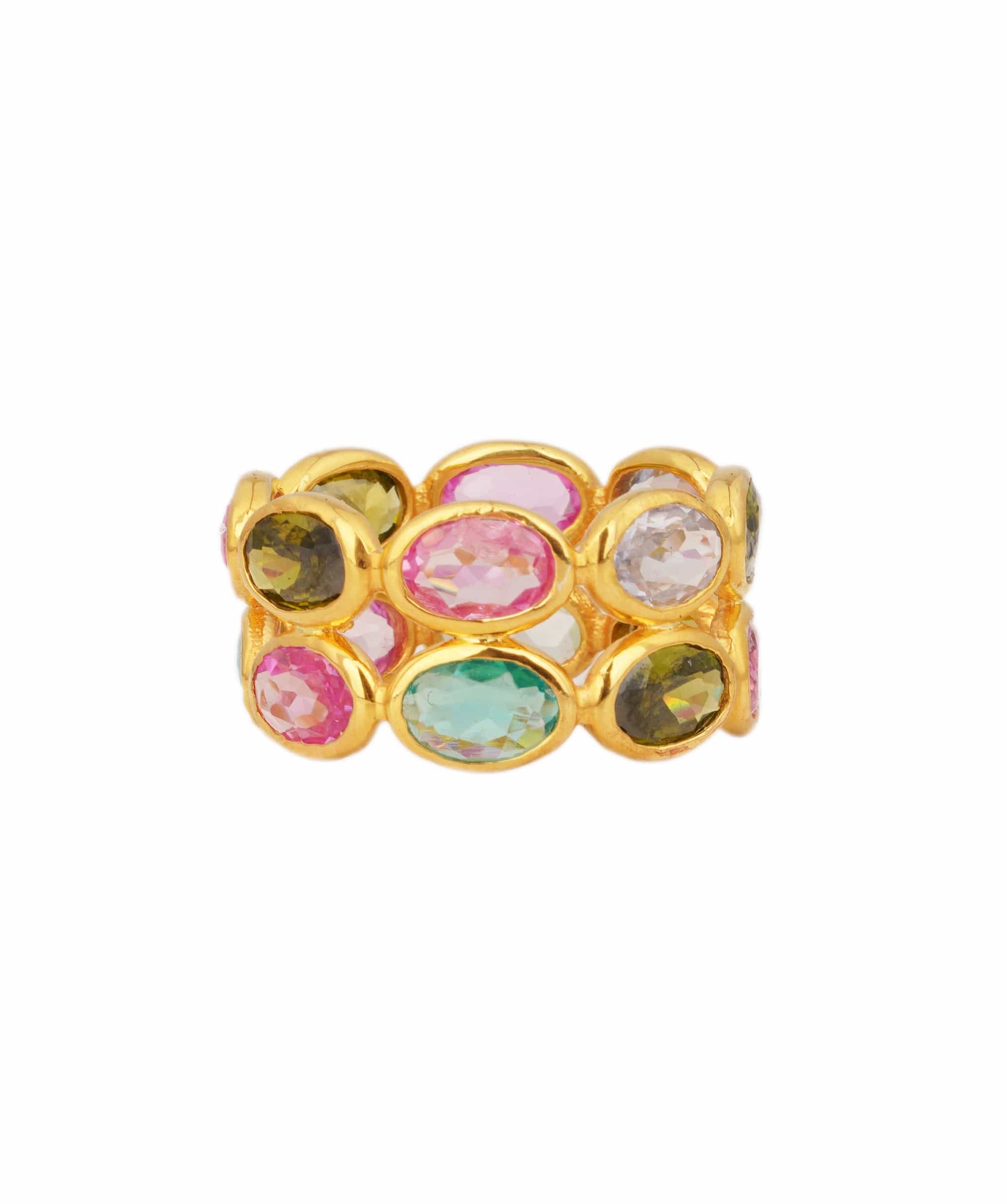 DUAL Multi Colour Rainbow Dual Band Oval Tourmaline Ring ANC1763